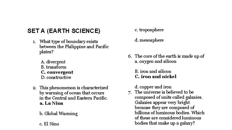 set-a-earth-science-quiz-questions-and-answers-studocu