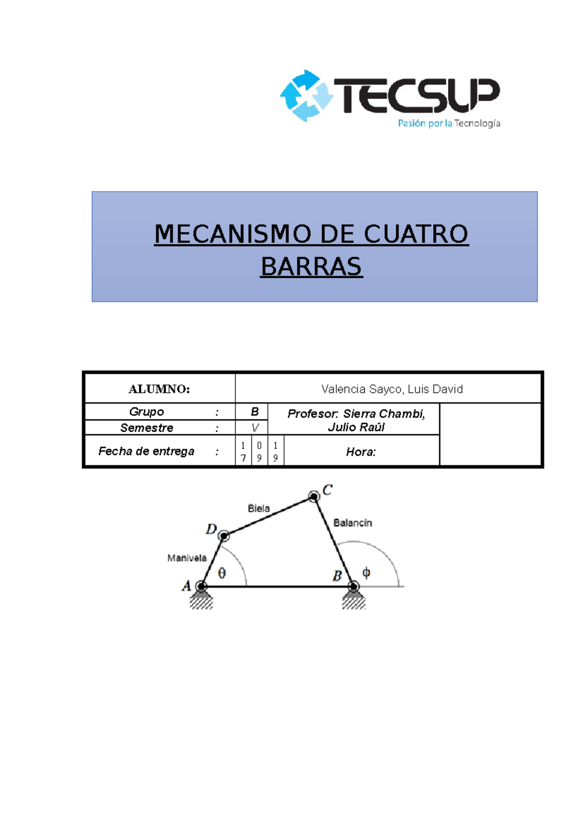 Mecanismo de 4 Barras - Ejercicios y Análisis Mecánico - Document Preview