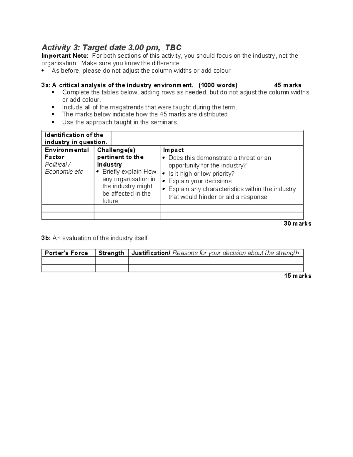 Activity 3 Template - Activity 3: Target date 3 pm, TBC Important Note ...