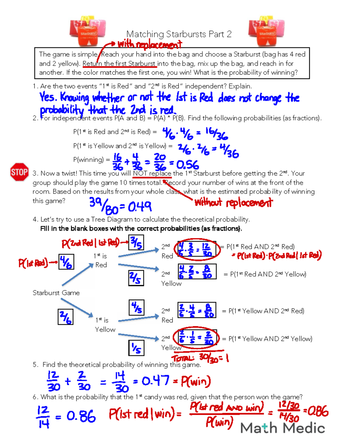 AP Stats Lesson 5.6: Starburst Probability Game Analysis - Studocu