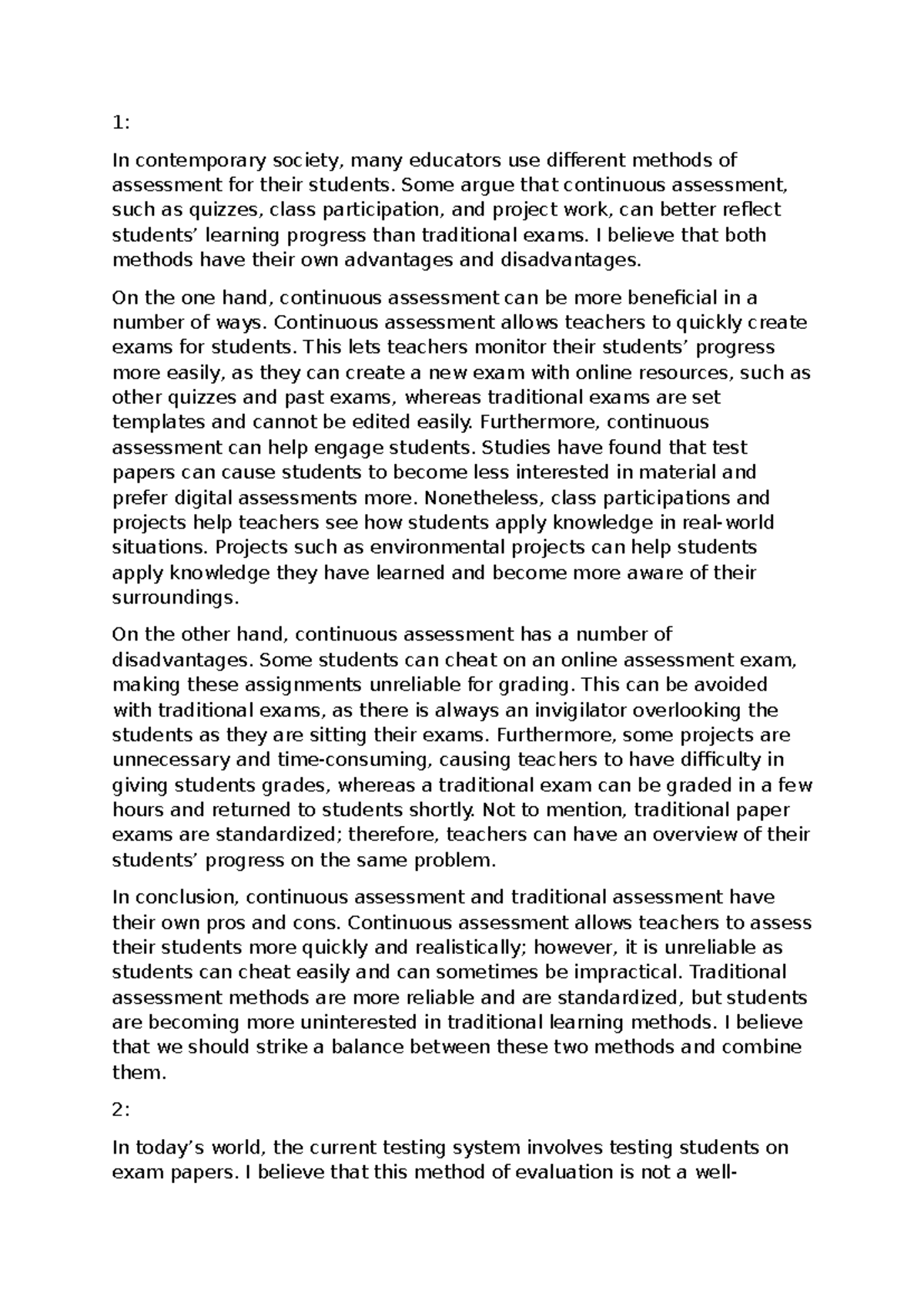 Assessment Methods: Continuous vs. Traditional Evaluation (EDU101 ...