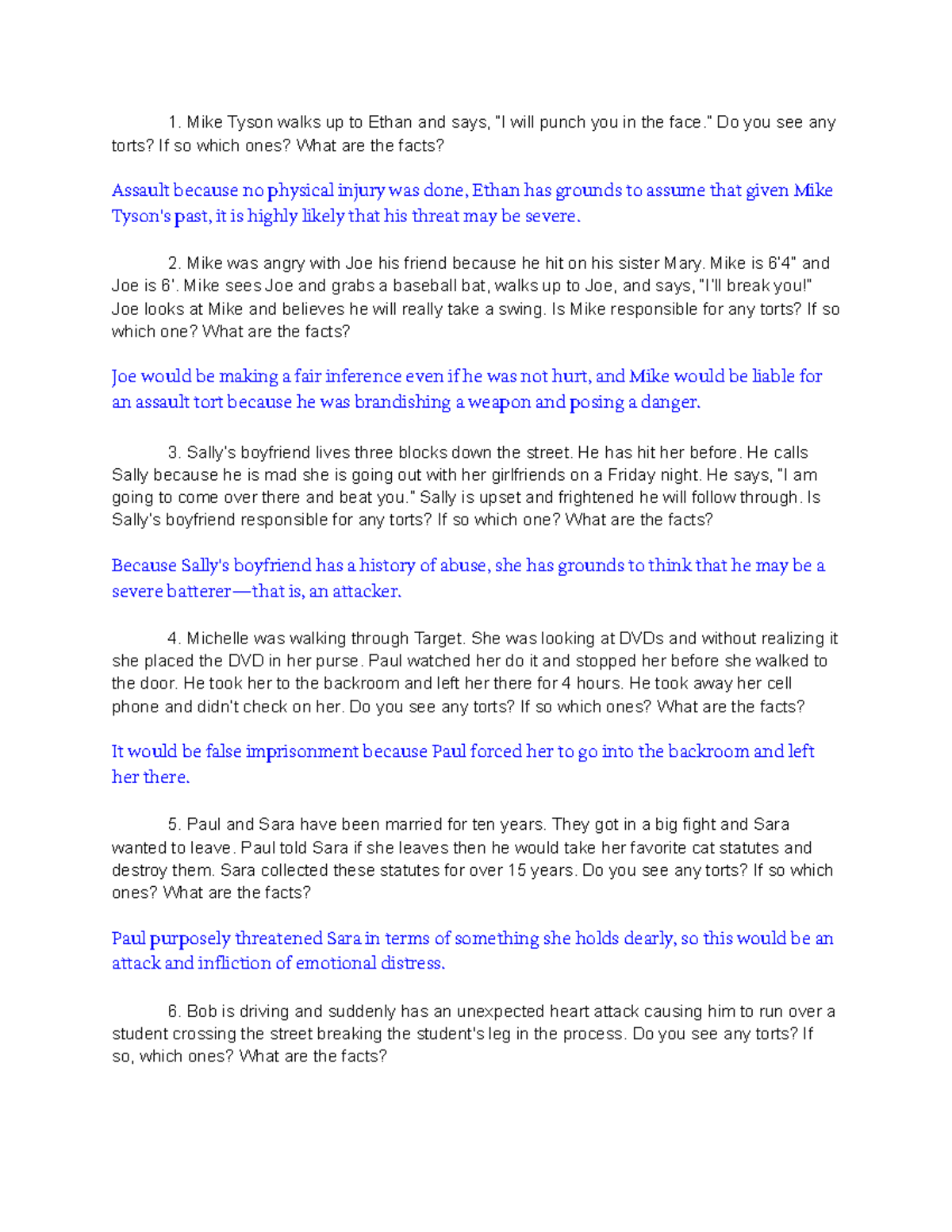 Torts Assignment Analysis and Examples for Law Students - Studocu