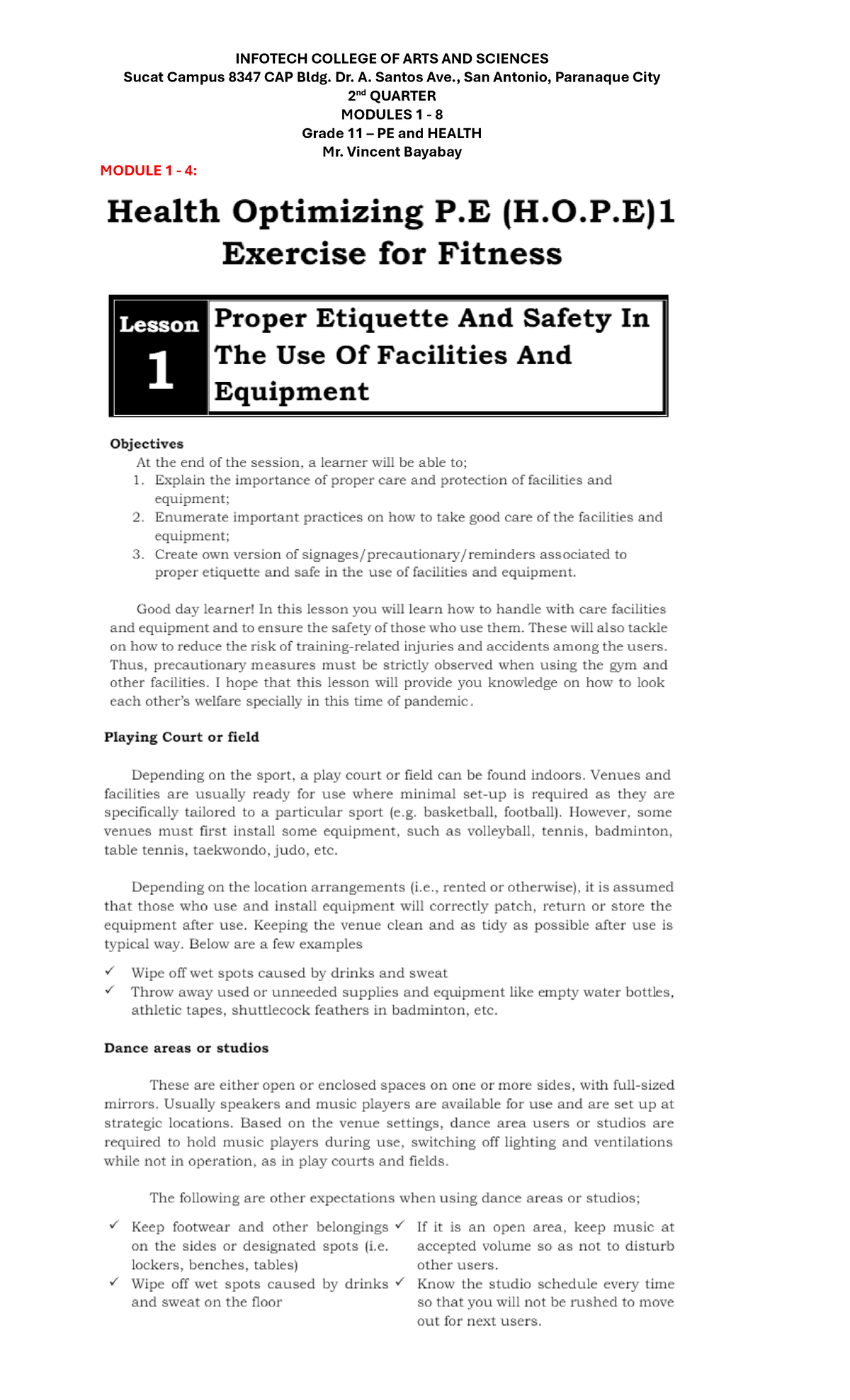 G11-PE and Health - Module 1-8 - information technology - INFOTECH ...