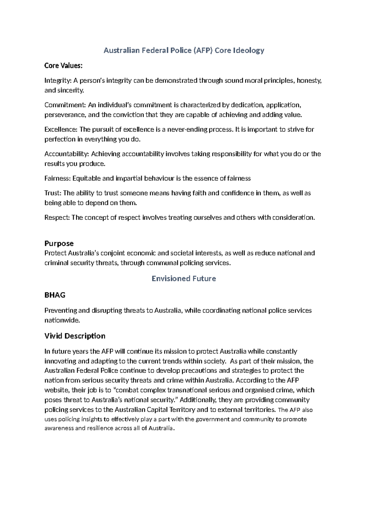 Core Ideology & Values of the AFP: My Personal Alignment with AFP - Studocu