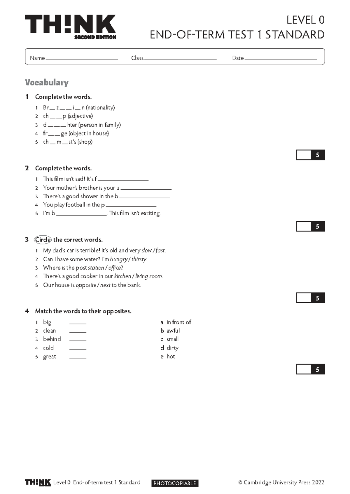 LEVEL 0 END OF TERM STANDARD TEST 1 - Studocu