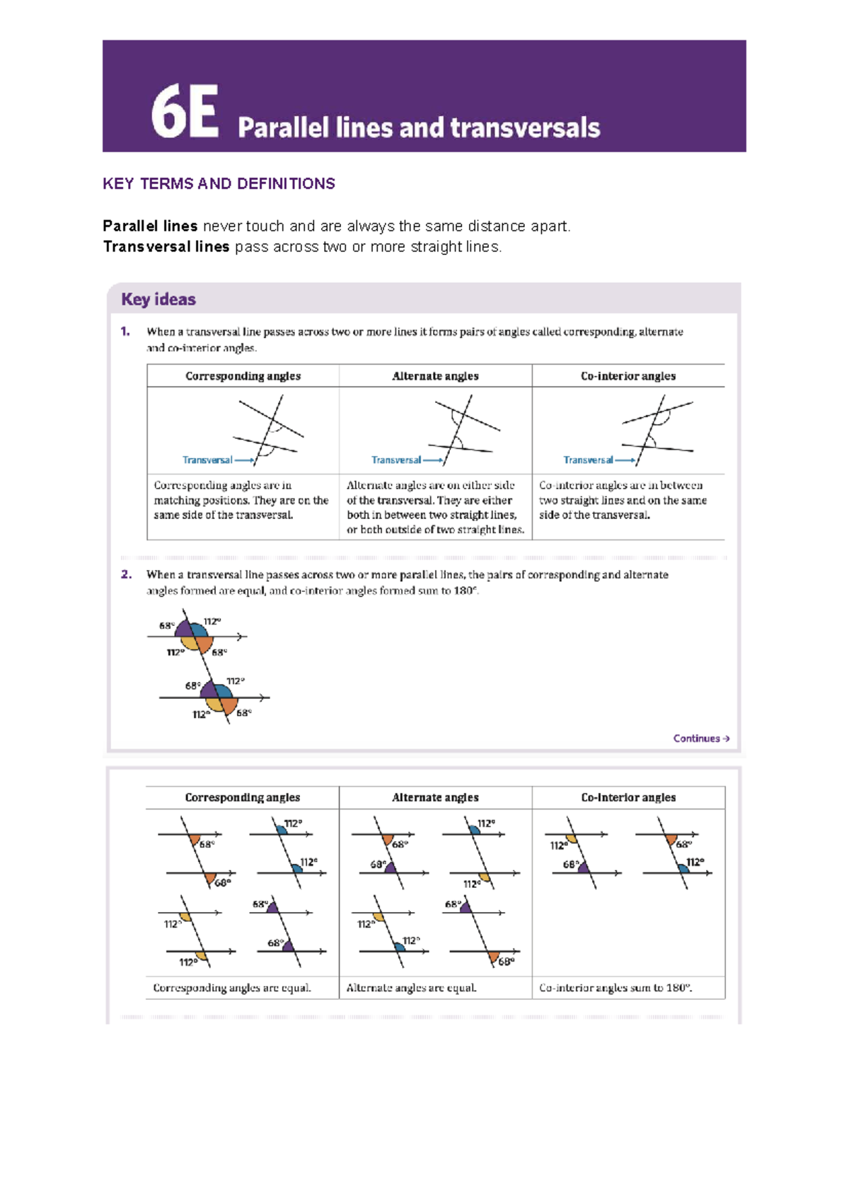 6E Parallel lines and transversals - FM12 - KEY TERMS AND DEFINITIONS ...