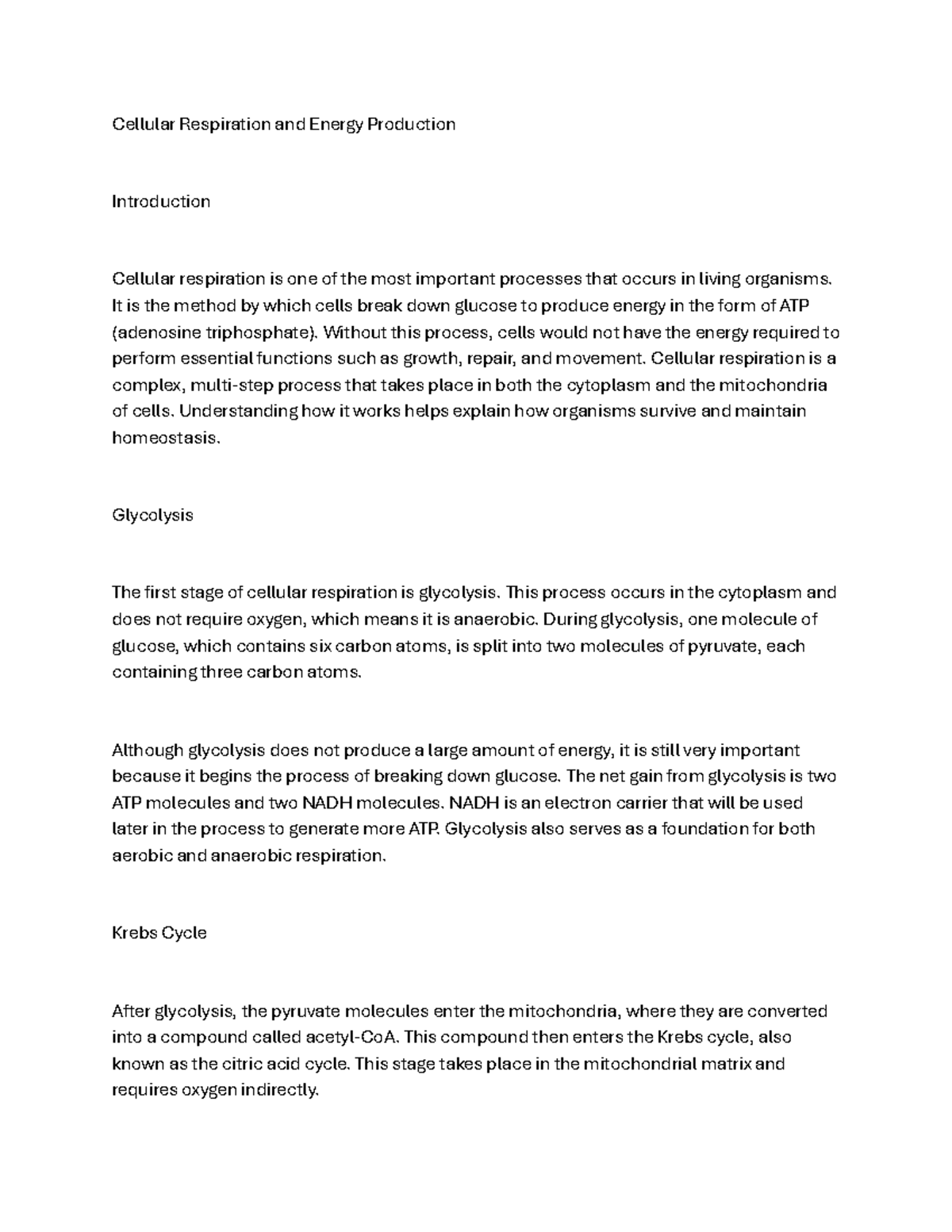 Cellular Respiration Overview: Glycolysis, Krebs Cycle & ETC Notes ...