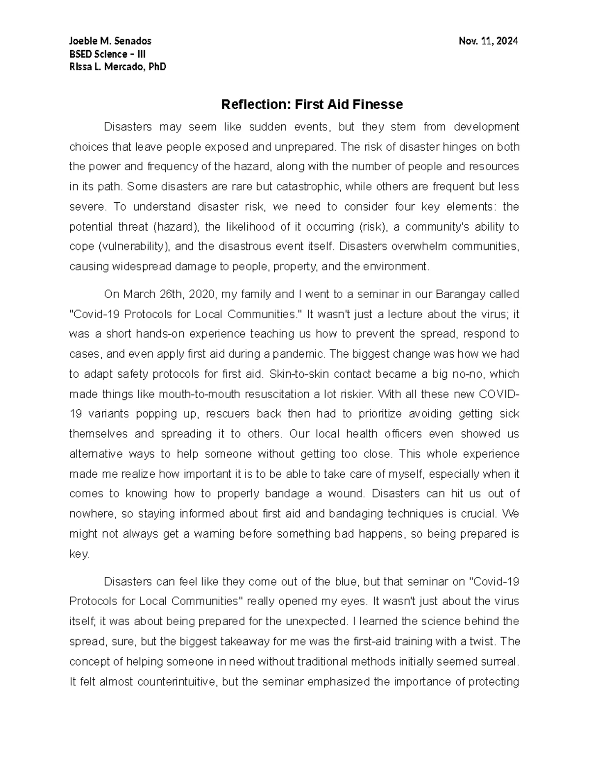 MAED 201 Reflective Paper on the Importance of Educational Management ...
