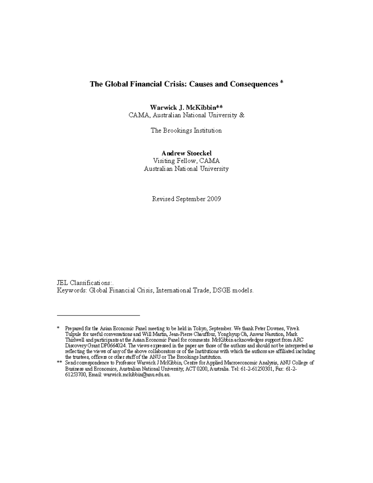 GFC 2009: Analyzing Causes and Consequences of the Global Financial ...