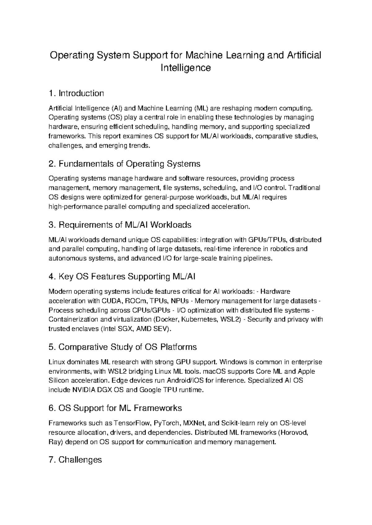 OS Support for ML & AI: A Comprehensive Overview - Studocu