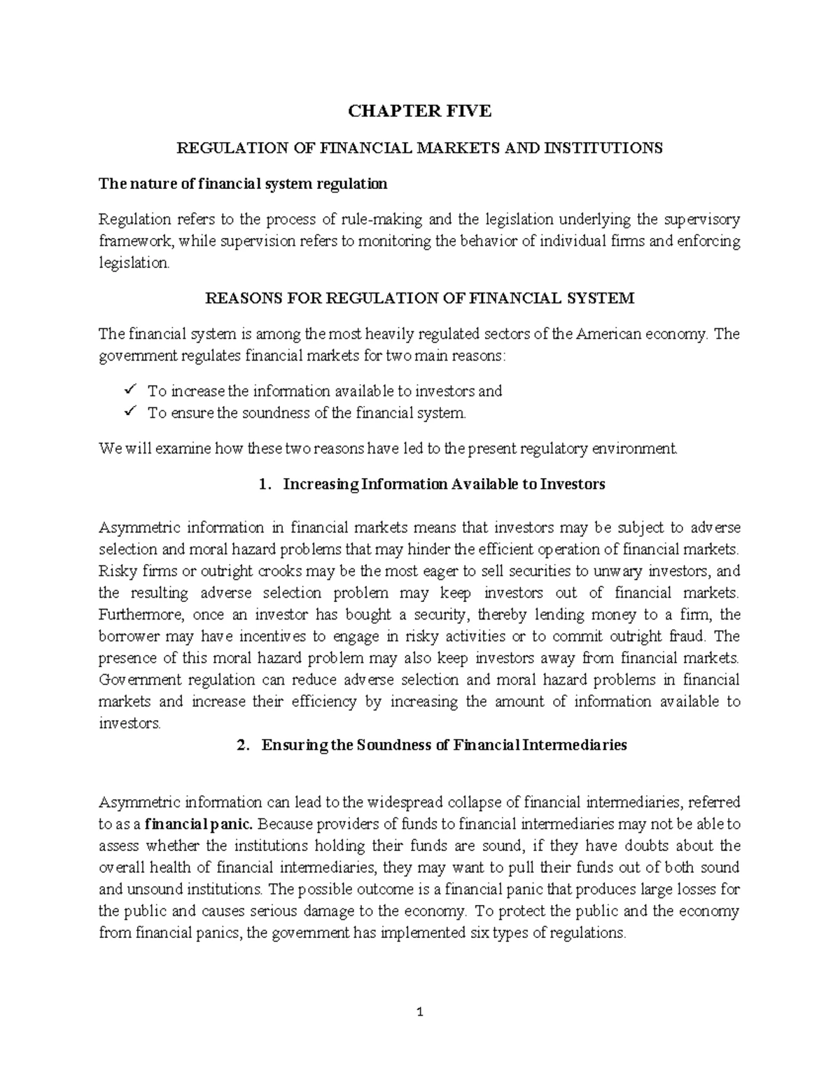 Ch 3 - Financial Markets Overview and Instruments Analysis - Studocu