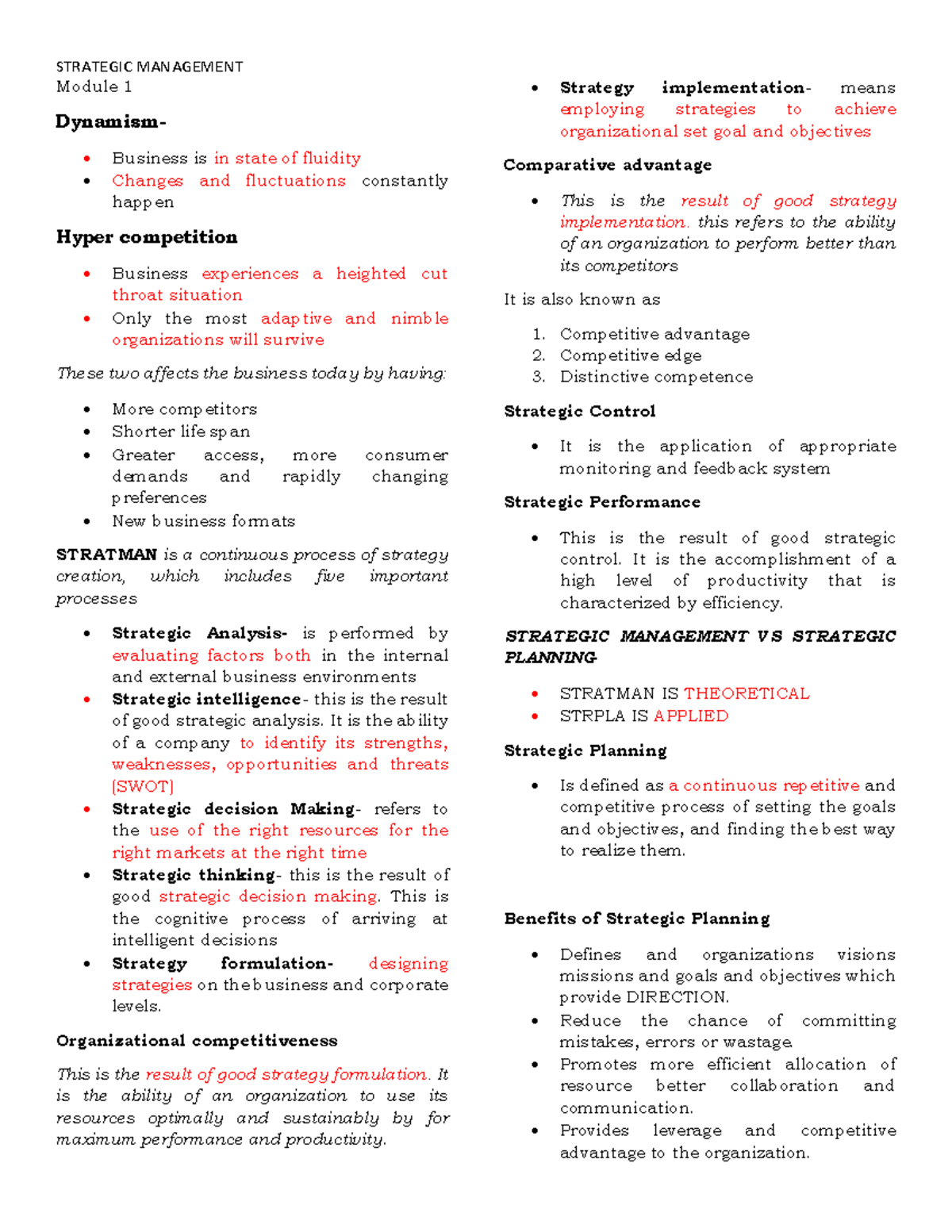 Strategic%20Management%20prelims - Module 1 Dynamism- Business is in ...