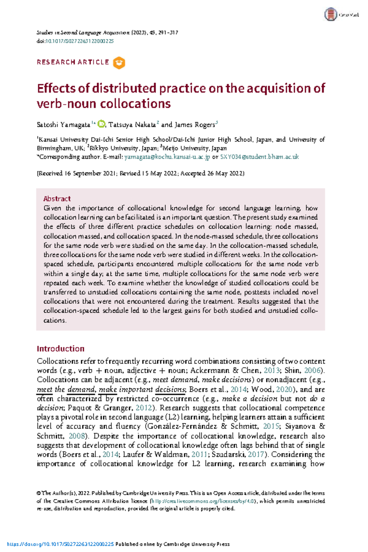 Effects of Distributed Practice on L2 Collocation Acquisition (2023 ...