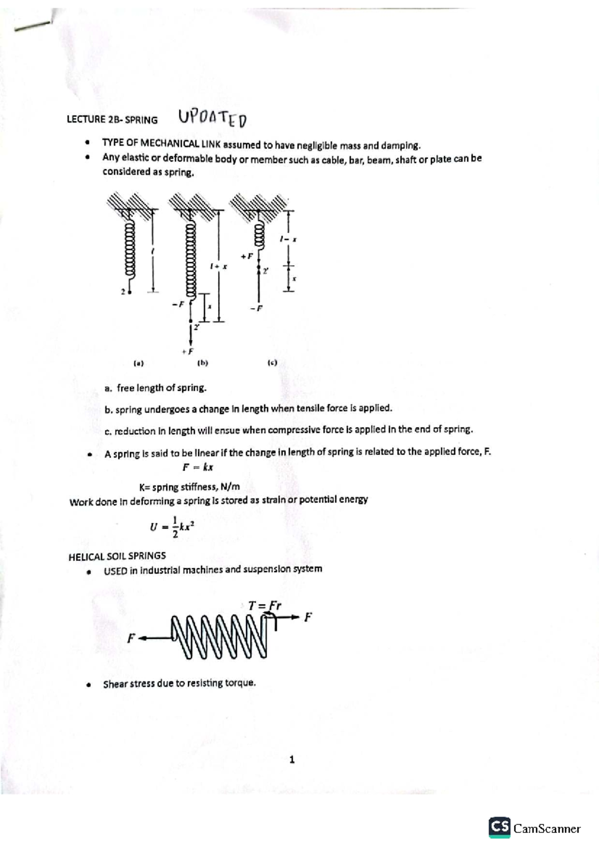 LECTURE CS 2023: MECHANICAL LINK AND SPRING ANALYSIS - Studocu