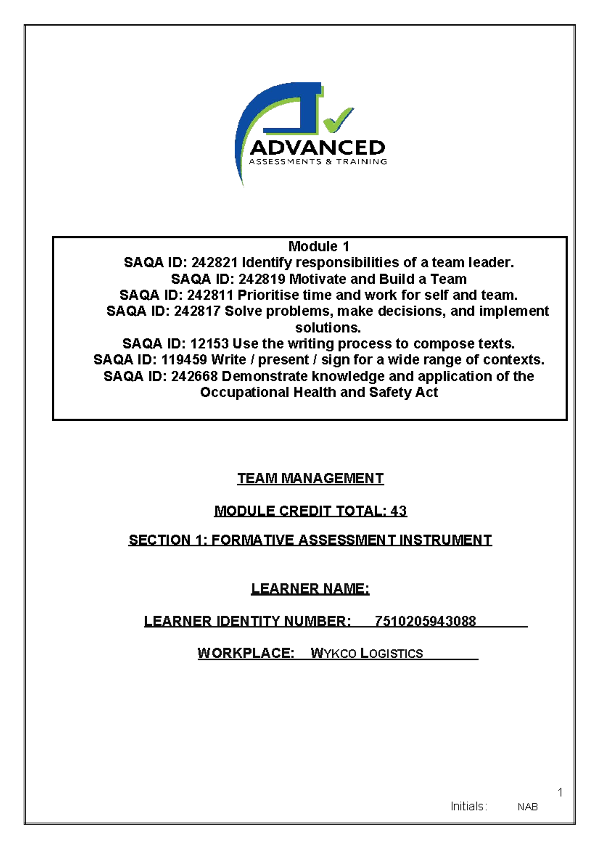 GM4 Module 1 FA2 - Team Management Formative Assessment Notes - Studocu