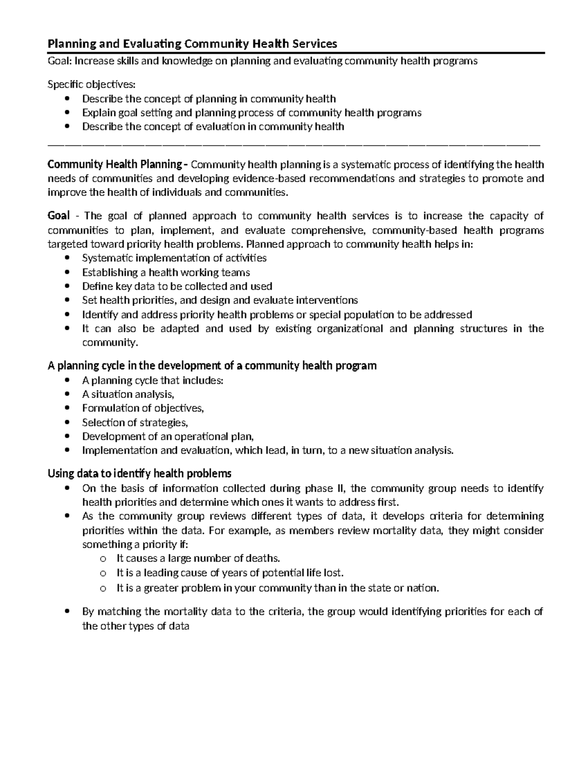 Unit 13 Planning and evaluating community health services-1 - Planning ...