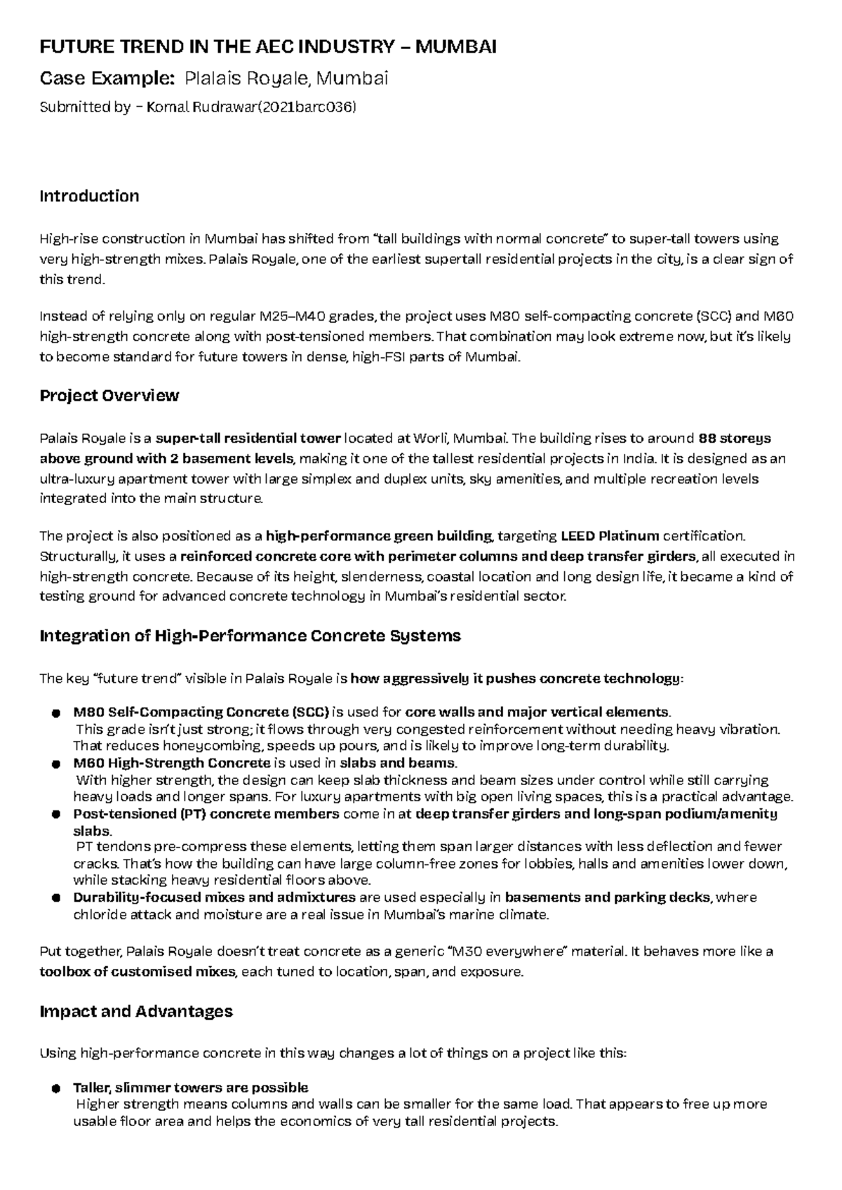 2021BARC036 Future Trends in AEC: Palais Royale Case Study - Studocu