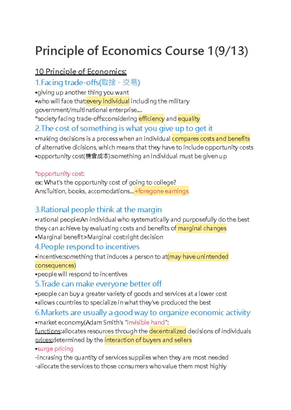 Principle of Economics Course 1 (913): Key Concepts and Insights - Studocu
