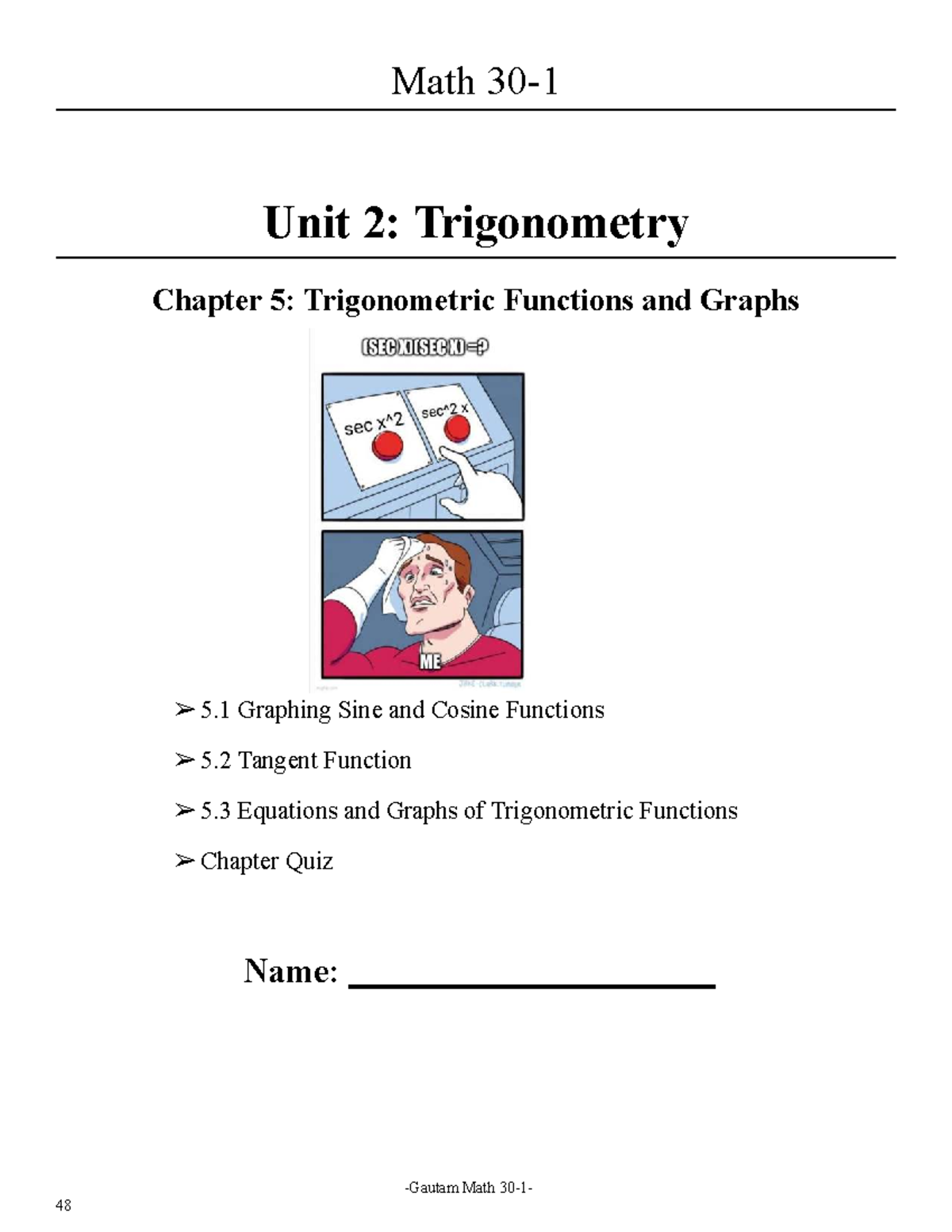 Math 48: Trigonometry Unit 2 - Functions & Graphs Quiz Notes - Studocu