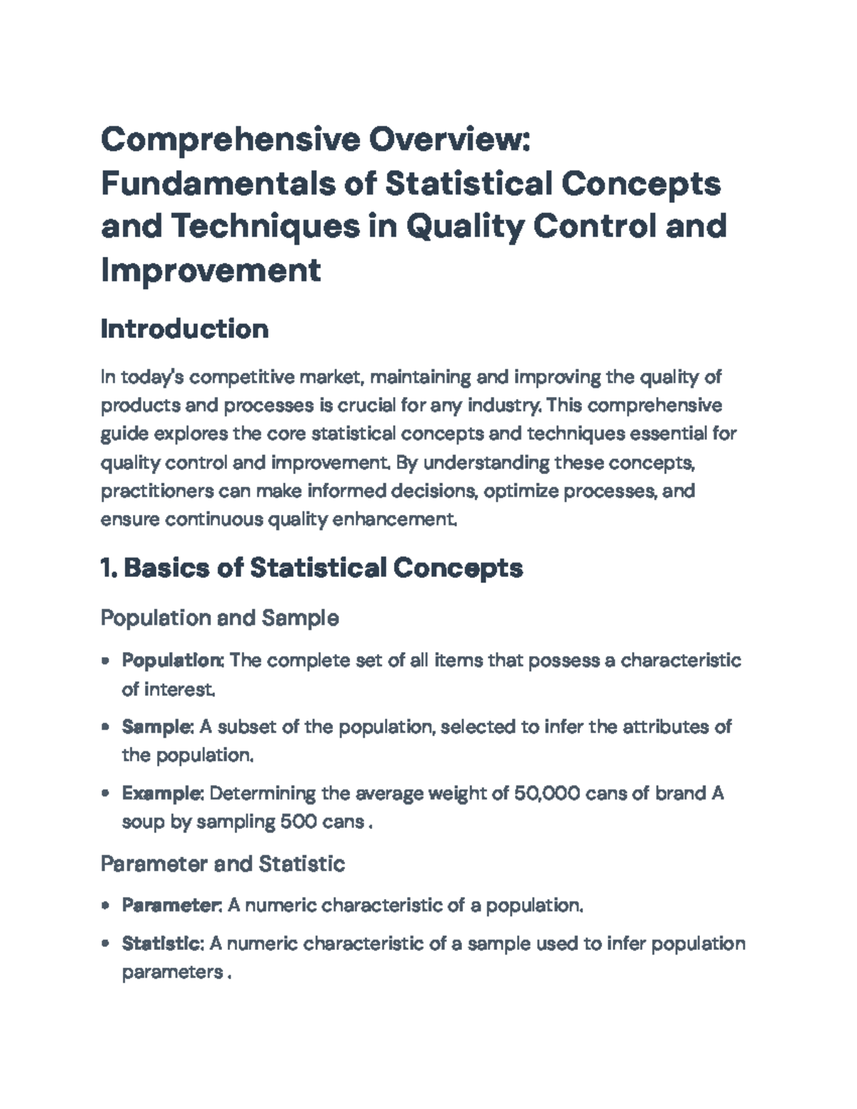 Statistical Concepts and Techniques for Quality Control: A Guide ...