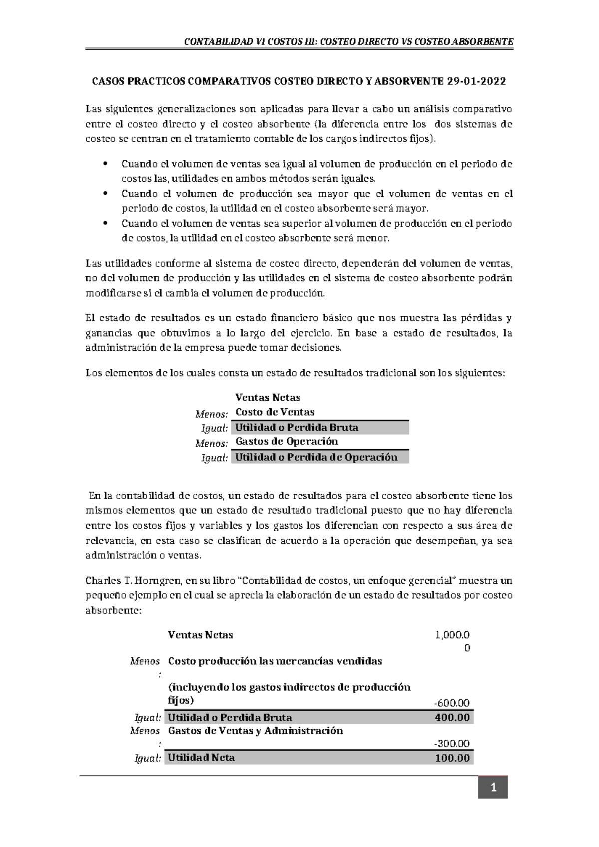 Comparativa de Costeo Directo y Costeo Absorbente en Contabilidad - Studocu