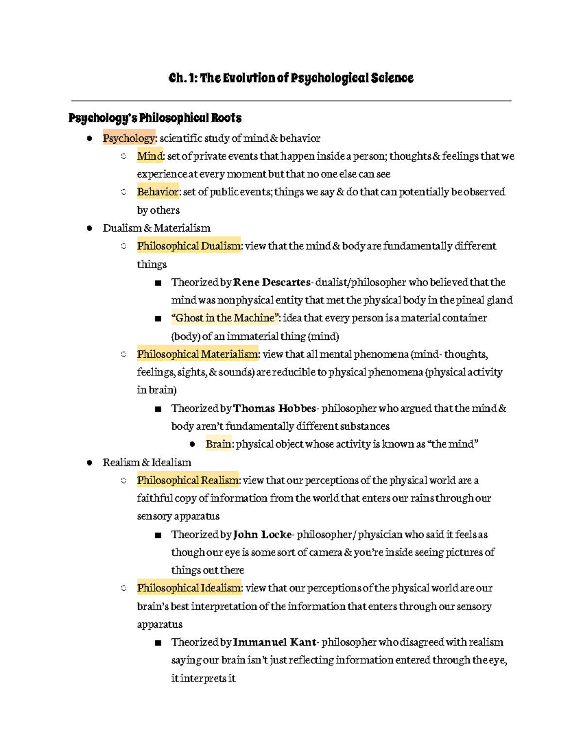 PS 101 Ch. 1: Evolution of Psychological Science & Key Theories - Studocu