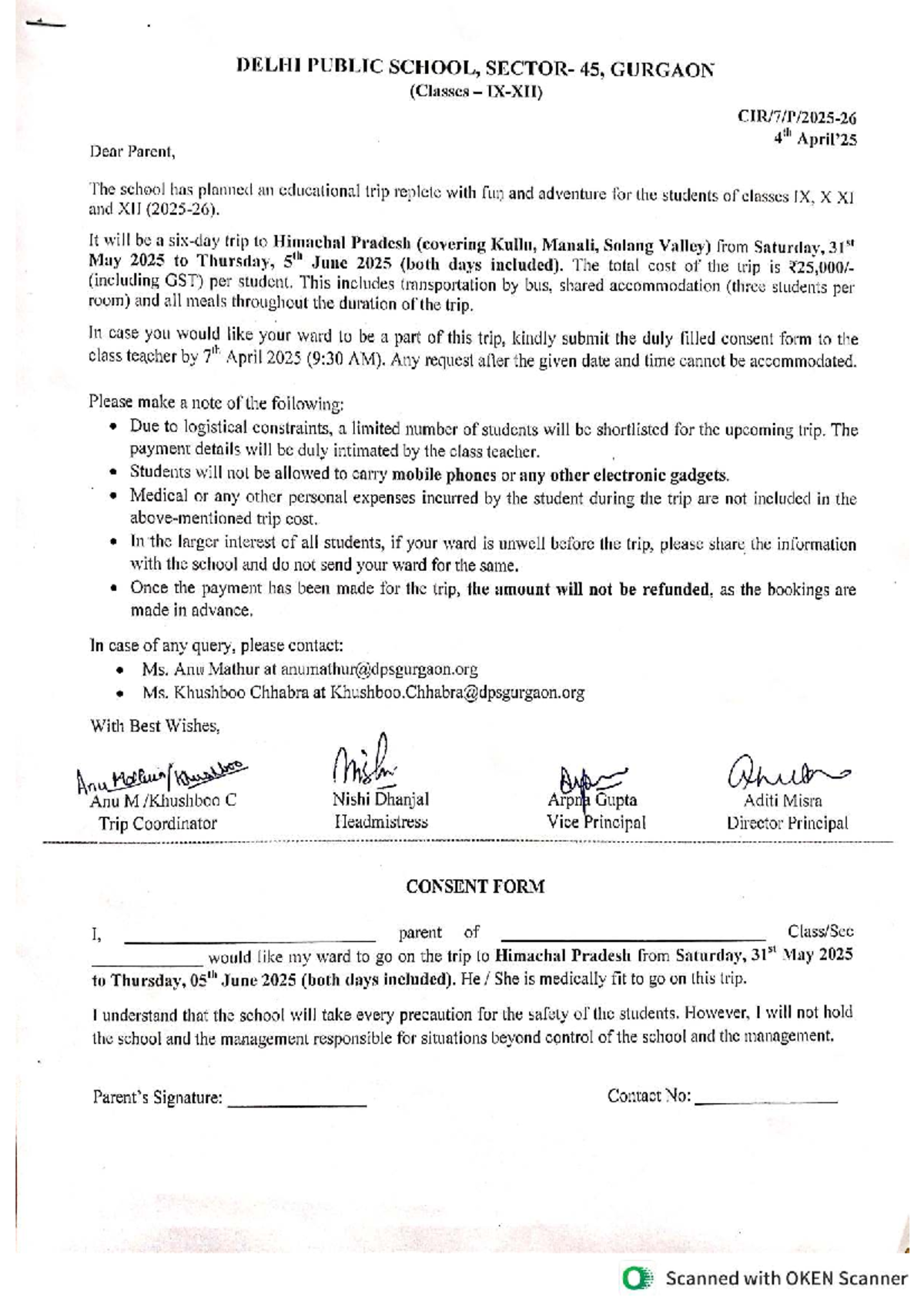 ASM 6418 - Educational Trip Consent Form for Classes IX-XII - Studocu