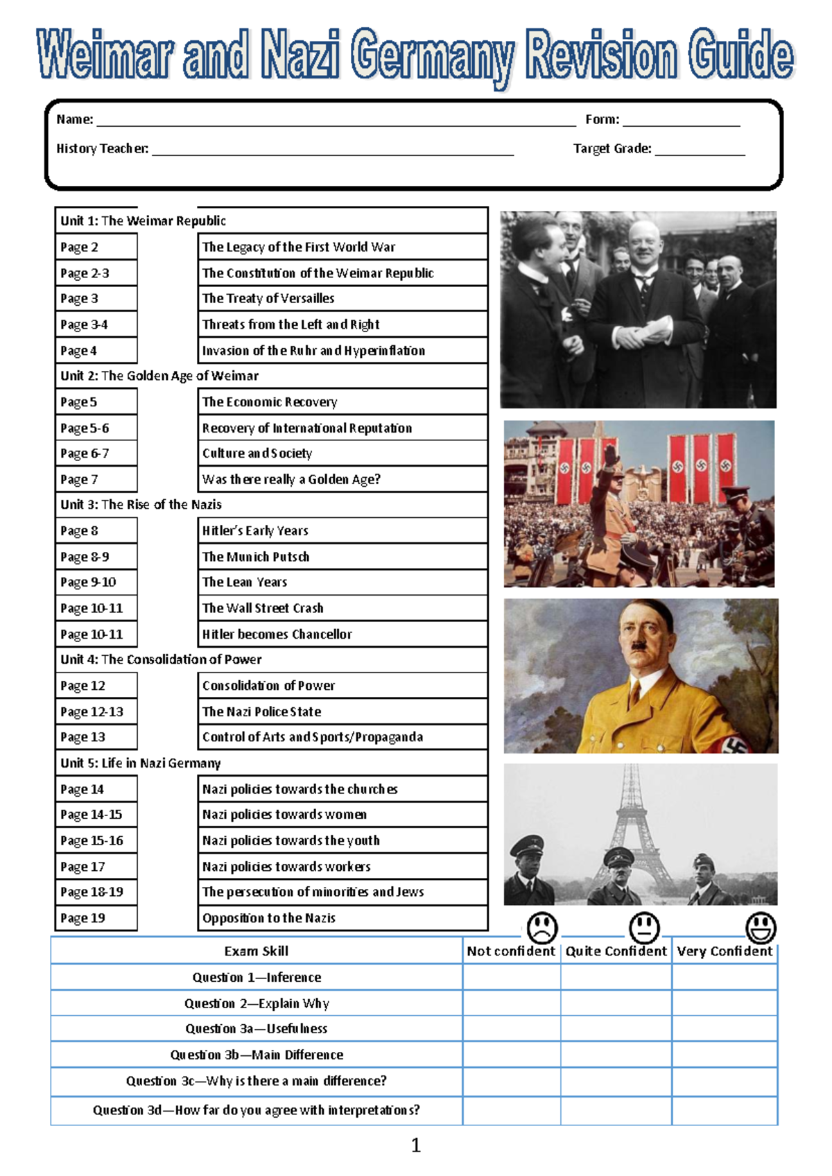 Nazi Germany Revision Guide (HIST 101): Key Events and Policies - Studocu