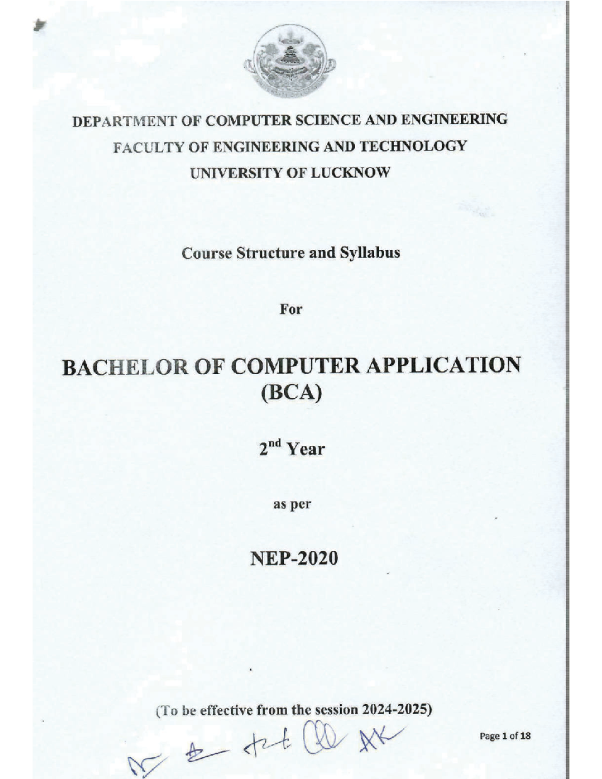 Bca second yr - Syllabus of bachelor of computer application lucknow ...