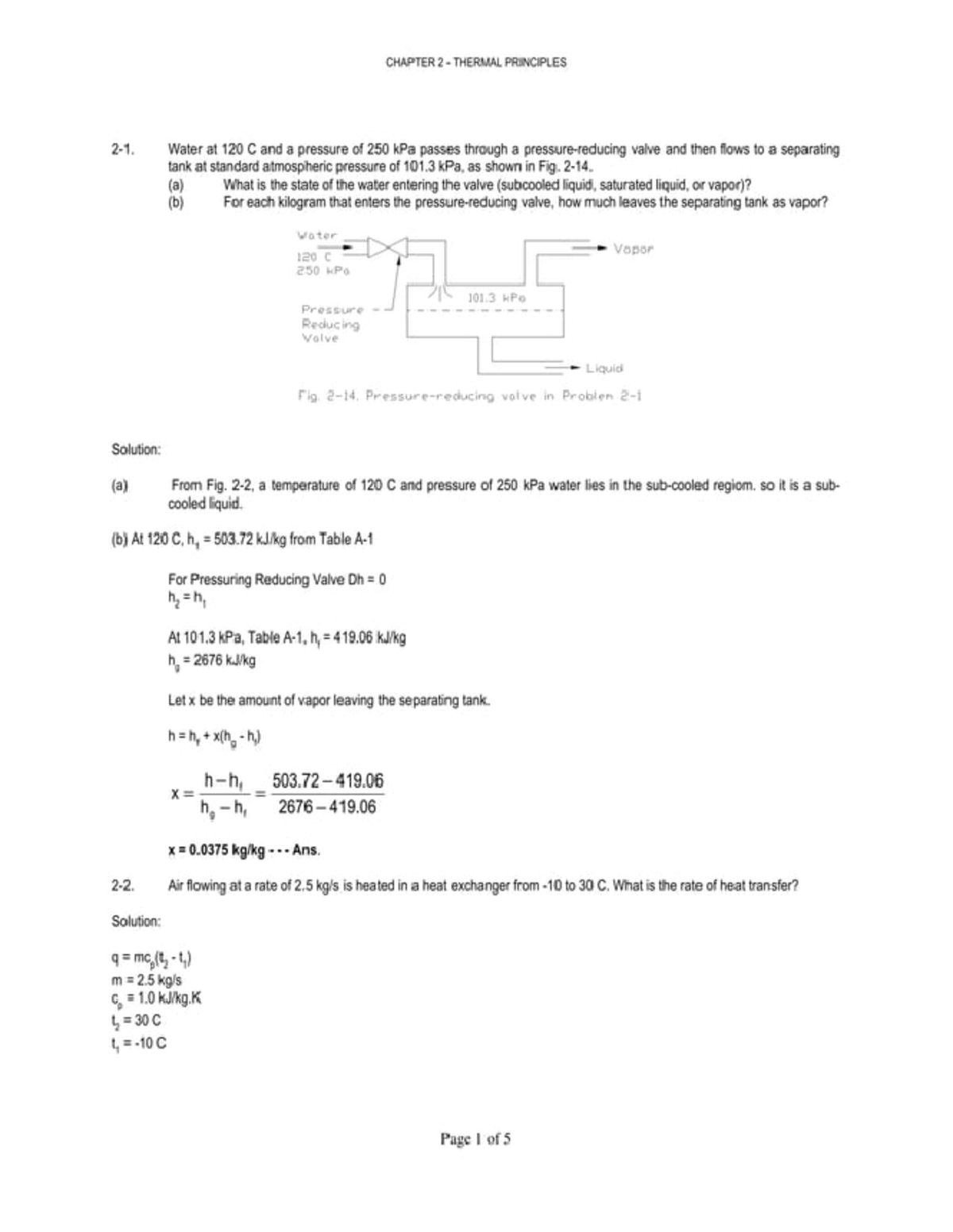 CHAPTER 2 THERMAL PRINCIPLES: Fluid Flow and Heat Transfer Analysis ...