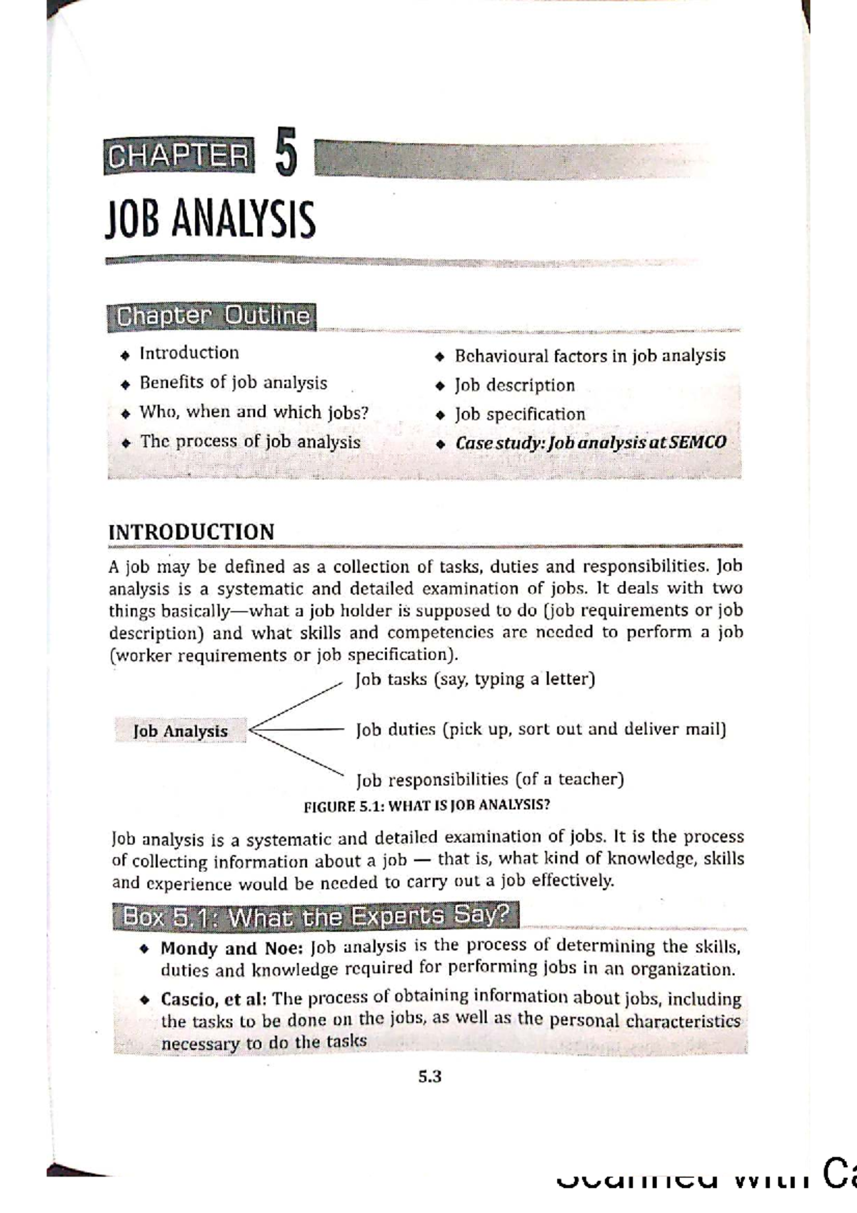 CH. 5 JOB ANALYSIS: Understanding Job Requirements and Specifications ...