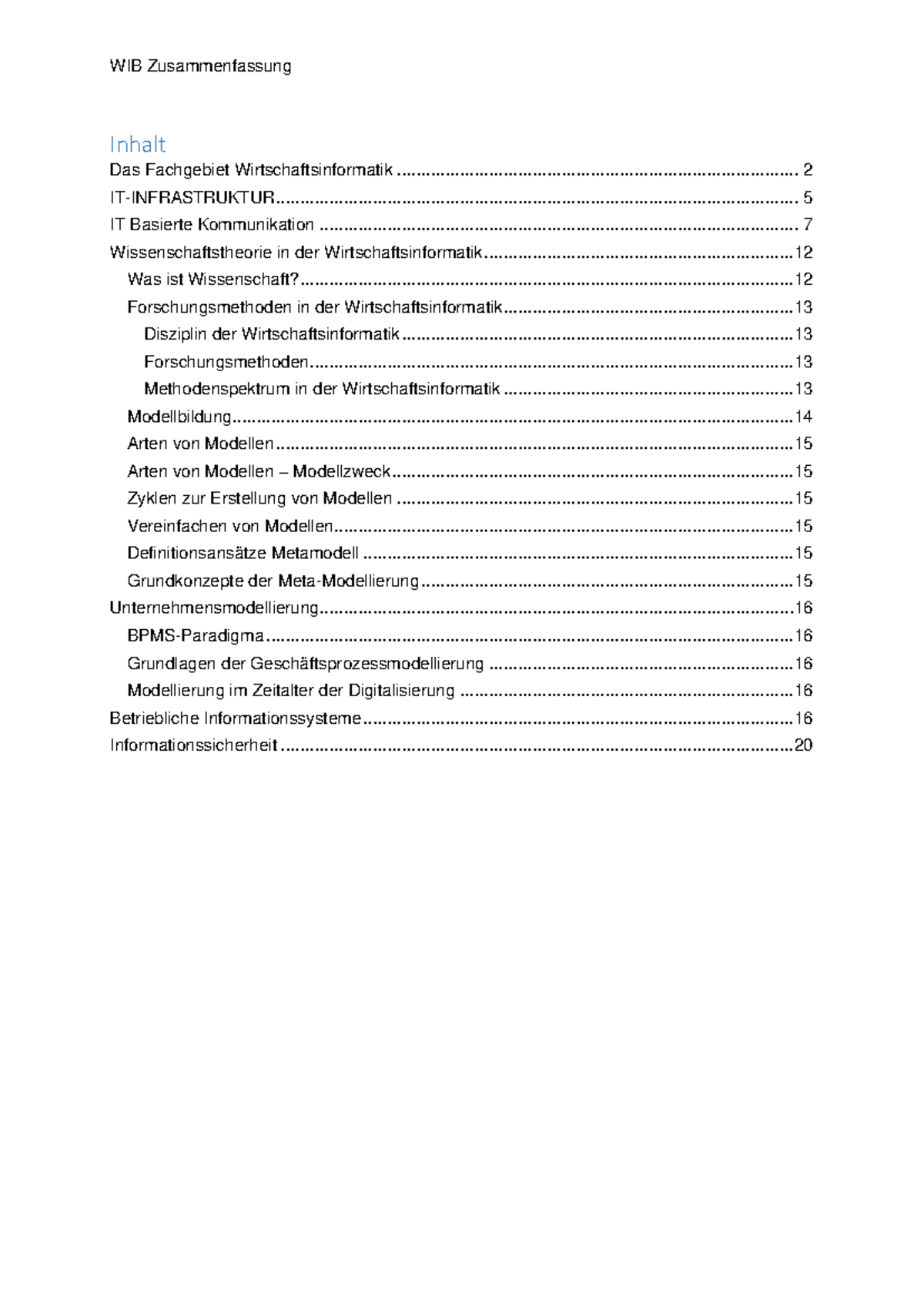 WIB Zusammenfassung: Grundlagen der Wirtschaftsinformatik und IT ...