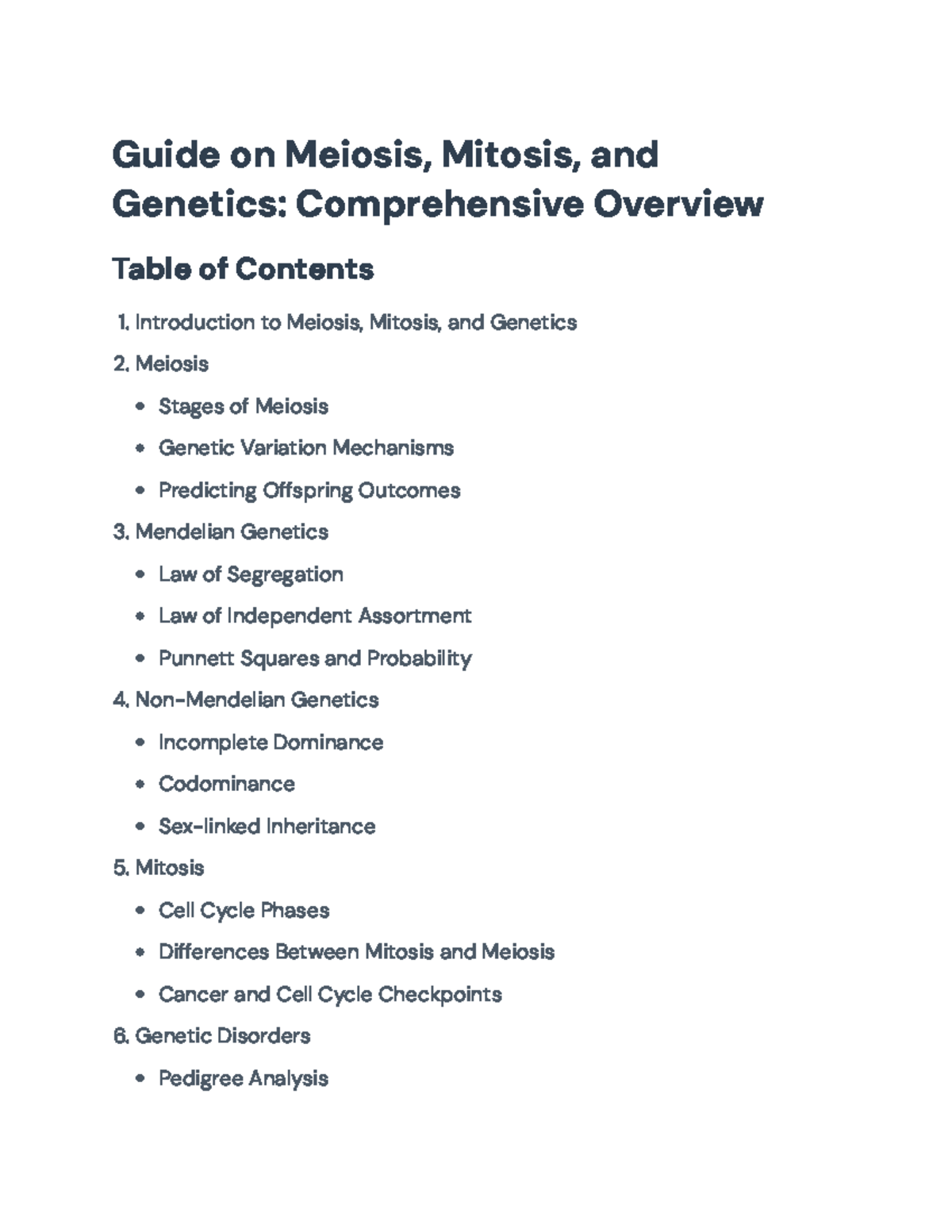 Comprehensive Guide to Meiosis, Mitosis, and Genetic Principles - Studocu