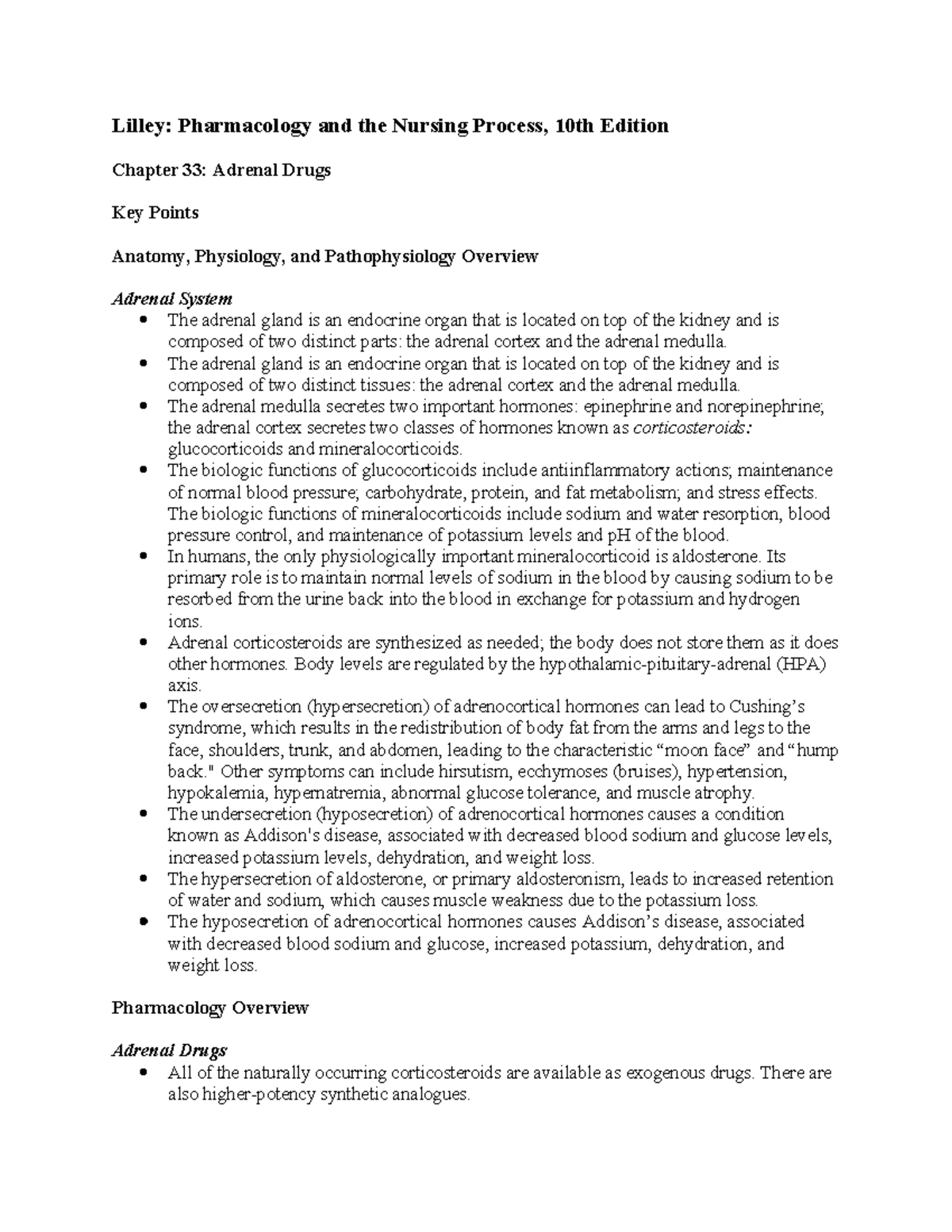 Lilley: Pharmacology and the nursing process, 10th edition chapter 33 ...