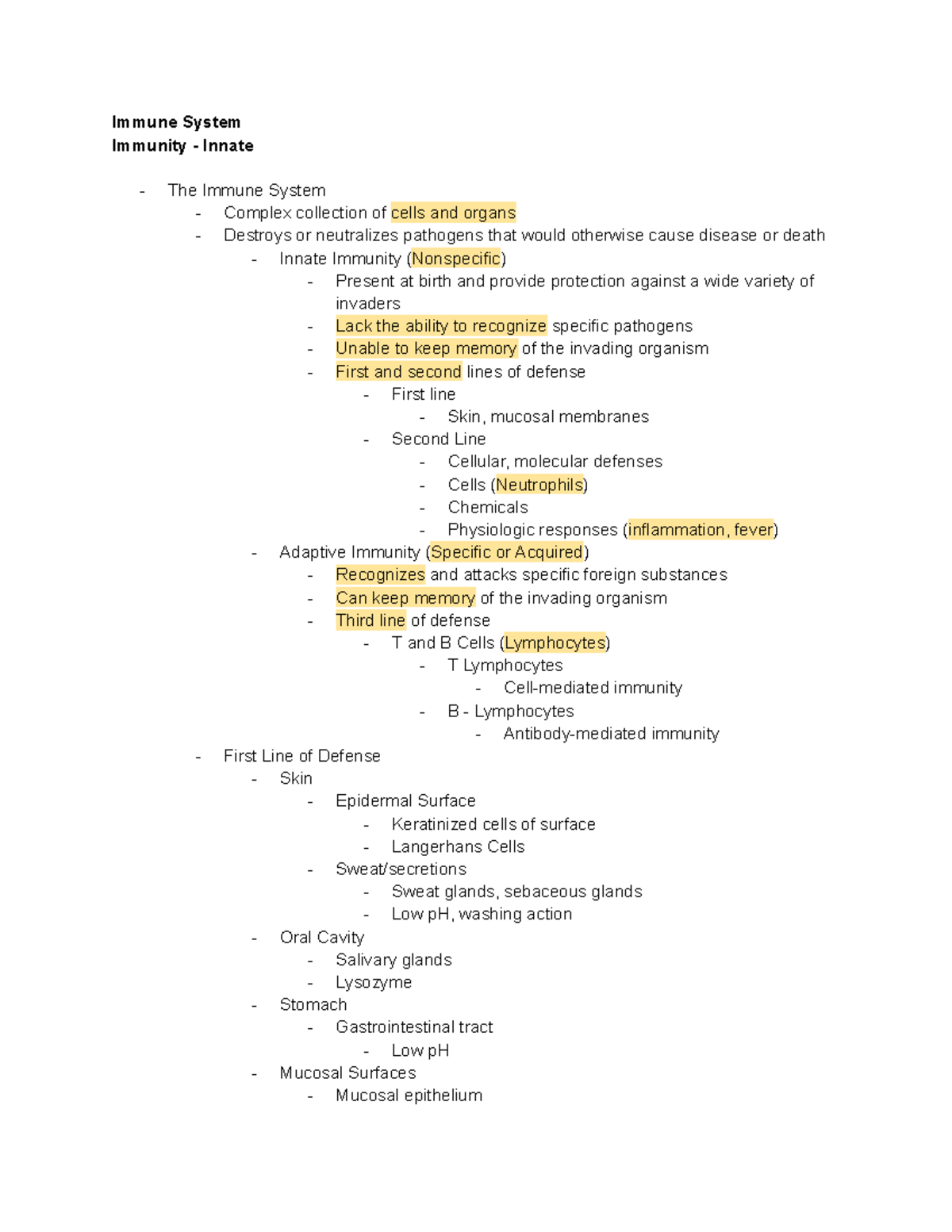 A&P2 Lecture Notes: Immune System Overview and Mechanisms - Studocu