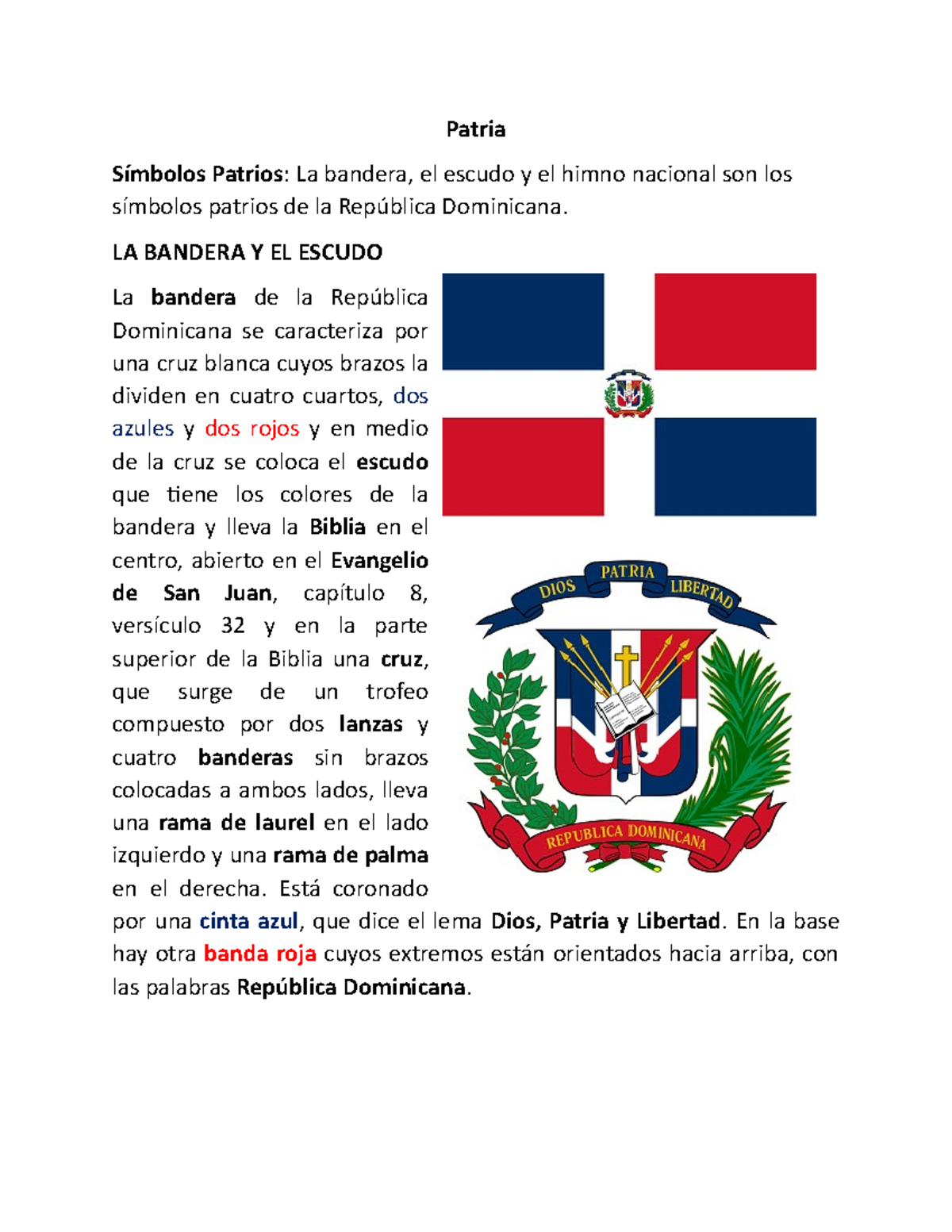 Símbolos y Conocimientos Patrios de la República Dominicana - Studocu