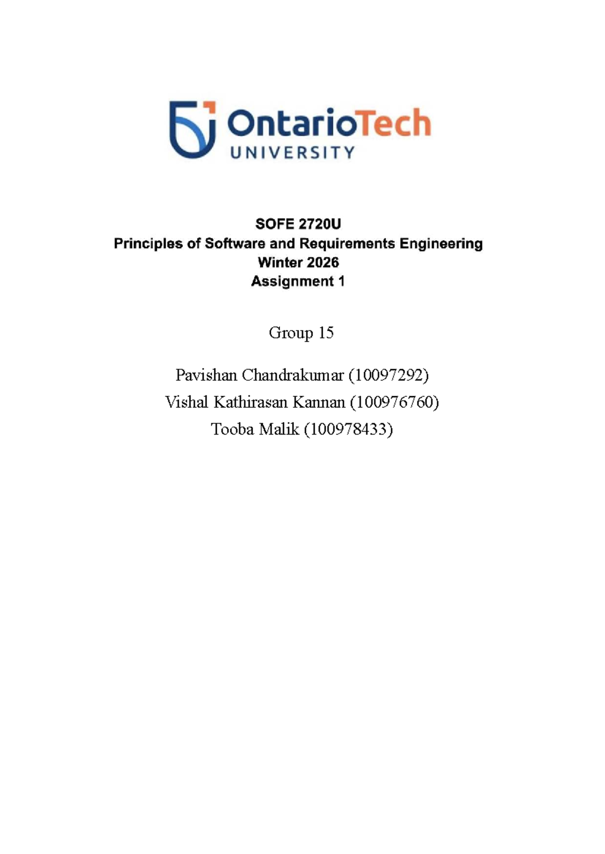 Sofre 2720U - Group Project on Software Engineering Models and ...