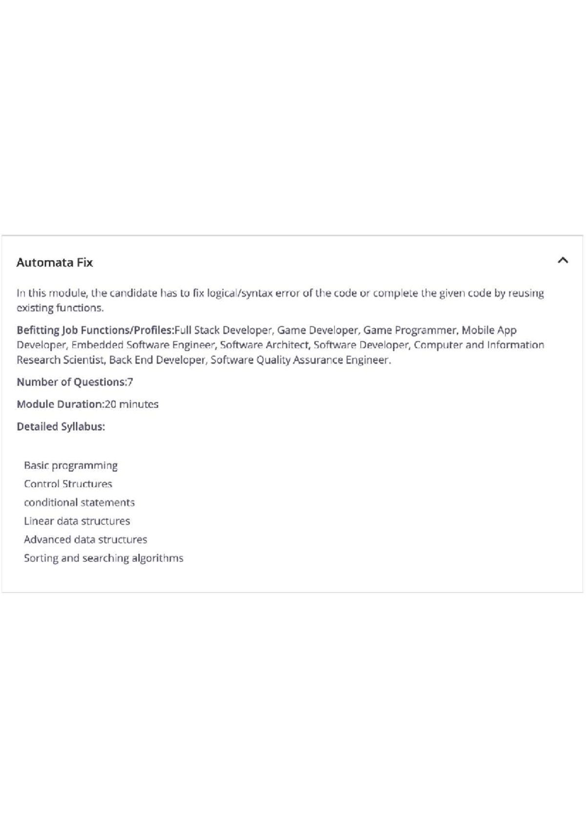 Amcat Syllabus - Automata Fix In this module, the candidate has to fix ...