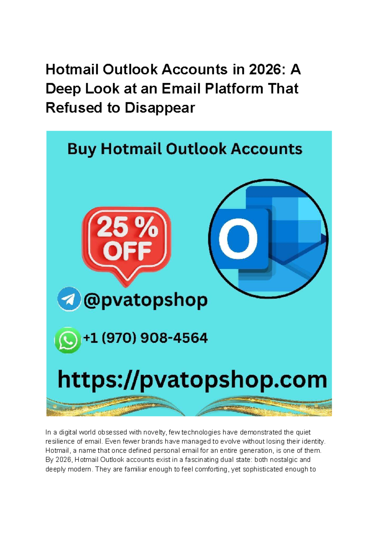 How to Buy Hotmail Outlook Accounts Safely and Securely: A 2026 Guide ...