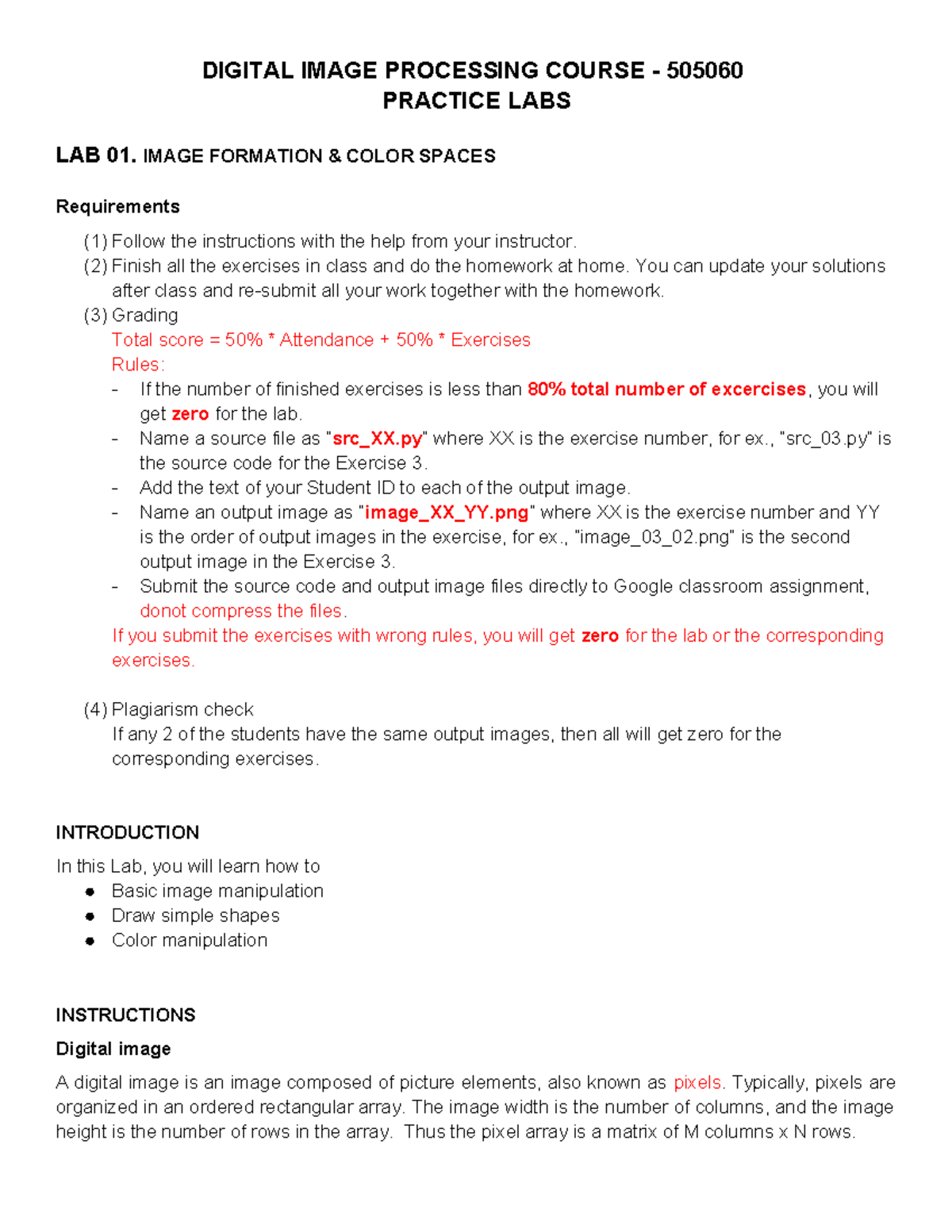 LAB 01 - Image Formation & Color Spaces in Digital Image Processing ...