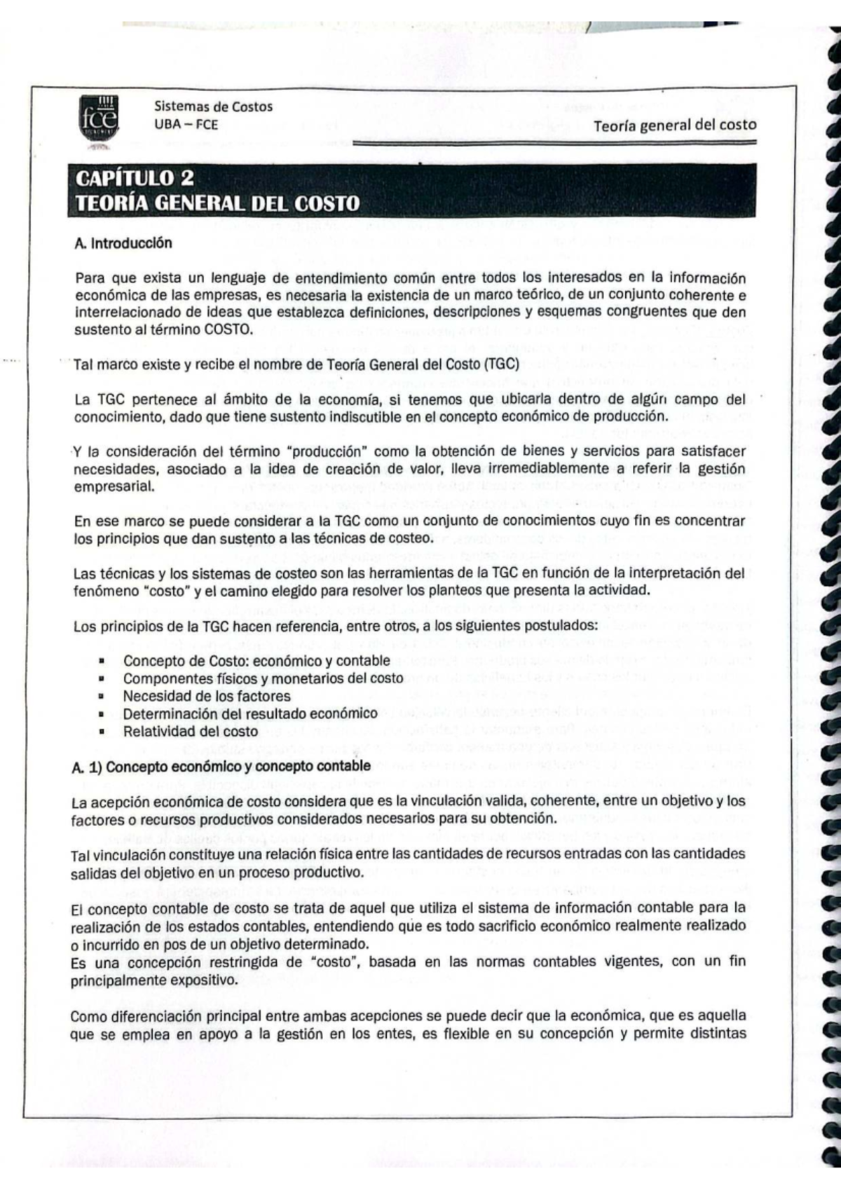 Sistemas de Costos UBA FCE Teoría General del Costo - Capítulo 2 - Studocu