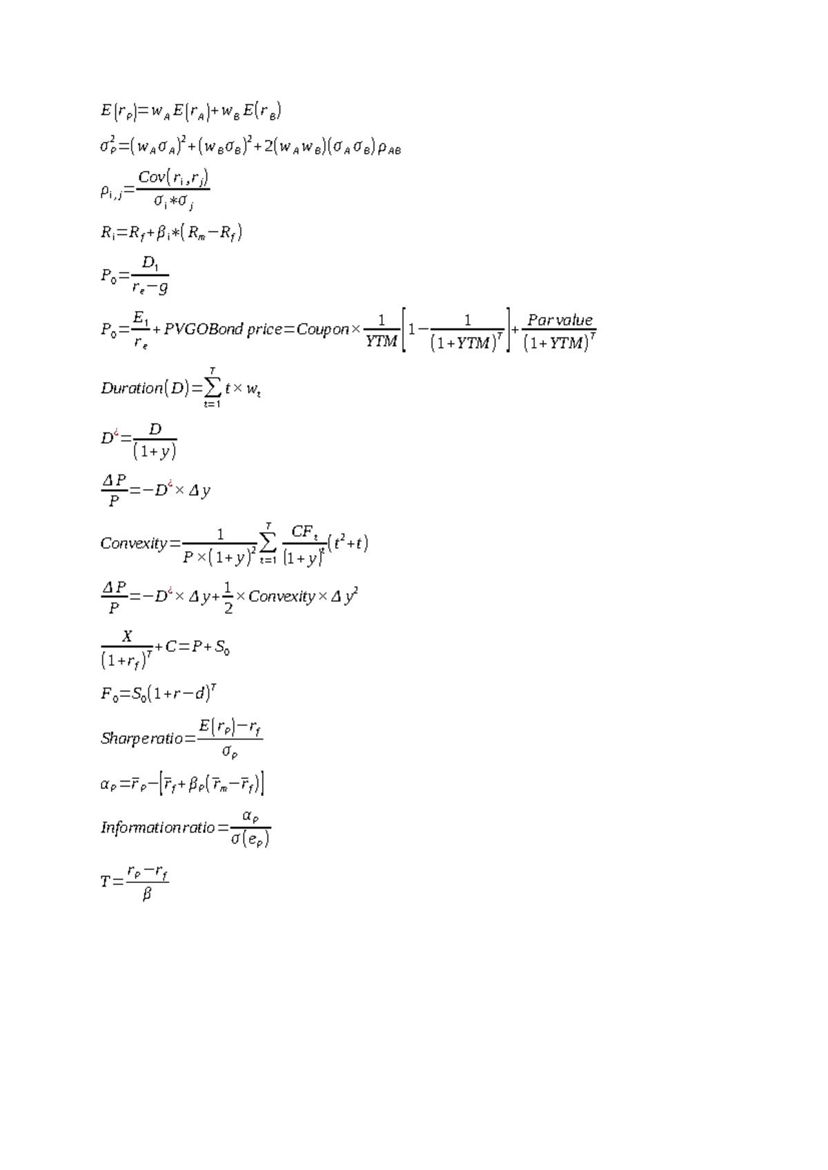 IPM Formula Sheet: Key Equations and Concepts for Finance - Studocu