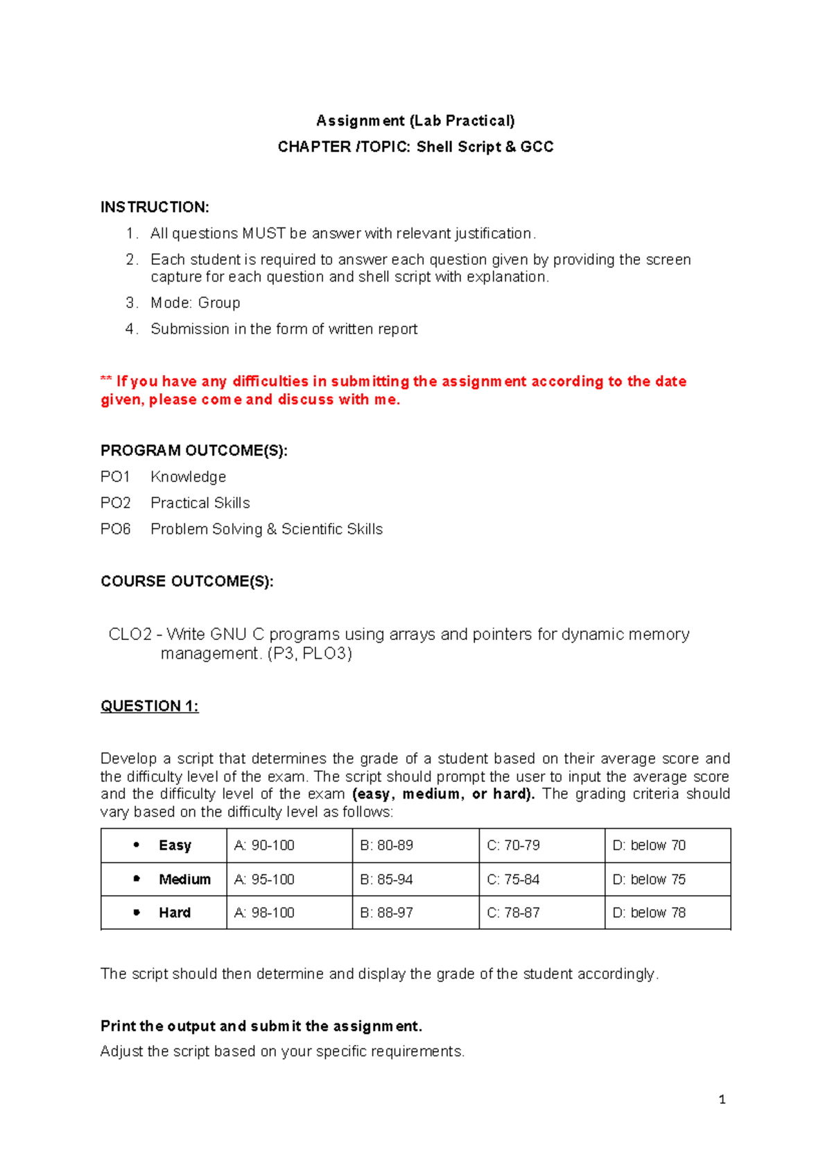 Assignment Lab Practical - Linux Programming (CHAPTER Shell Script ...