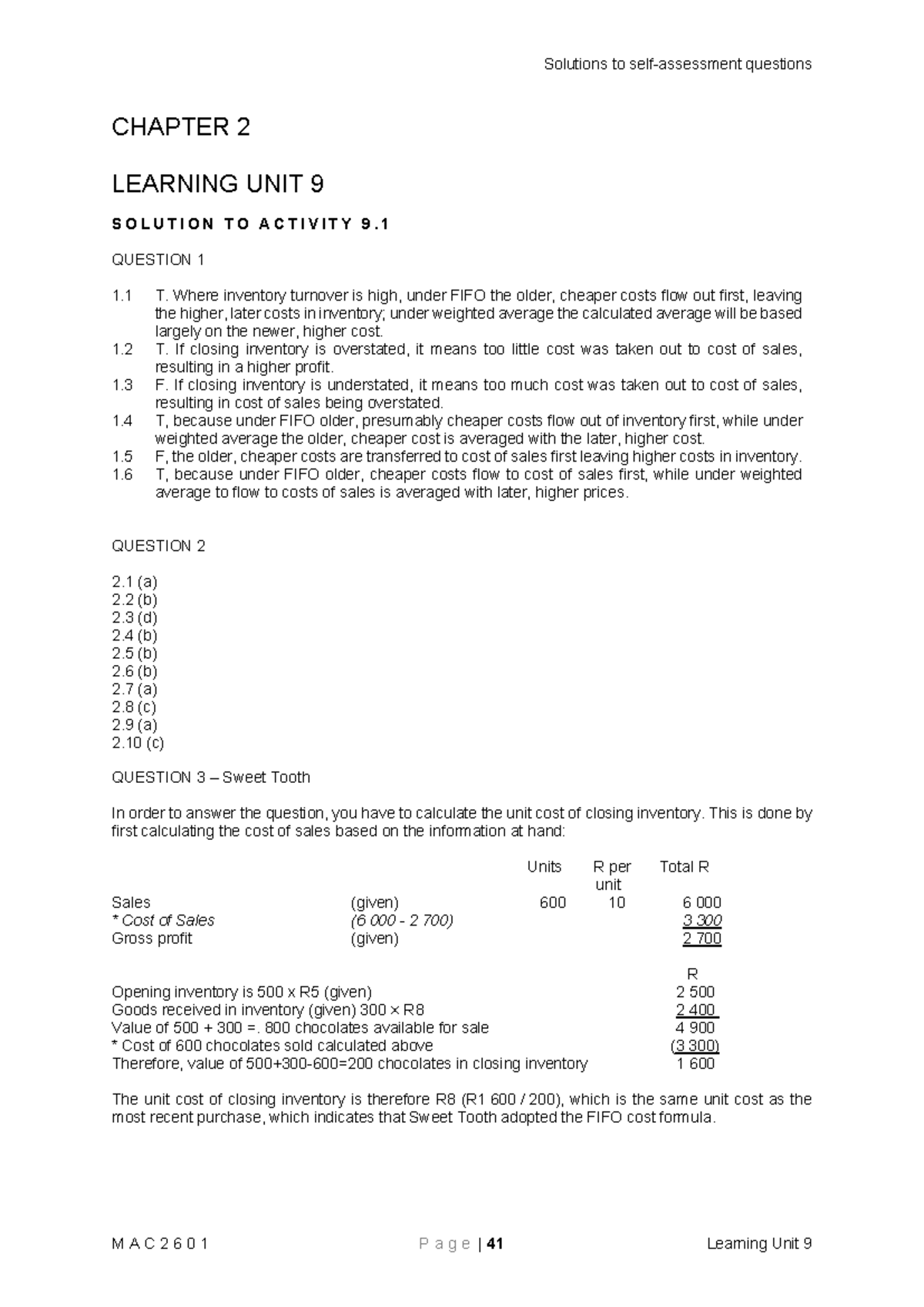 MAC2601 Learning UNIT 9 Solution - CHAPTER 2 LEARNING UNIT 9 S O L U T ...