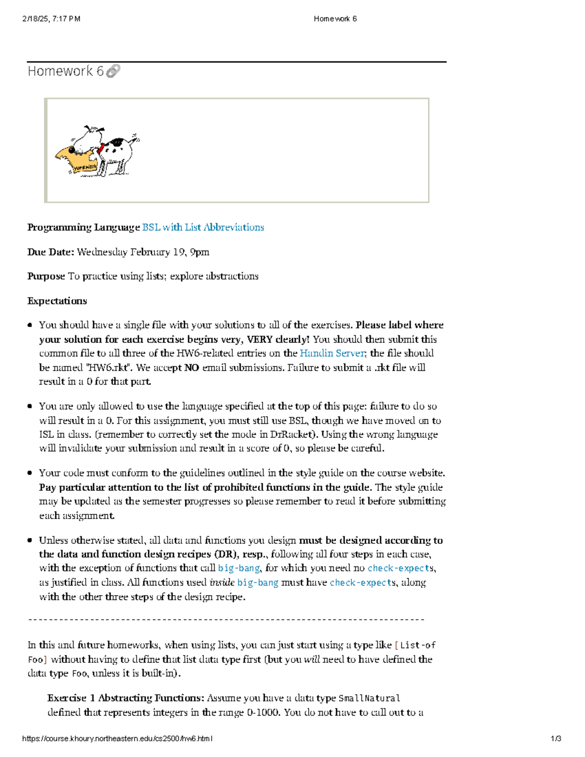 Homework 6 - BSL List Manipulations & Abstractions Solutions - Studocu