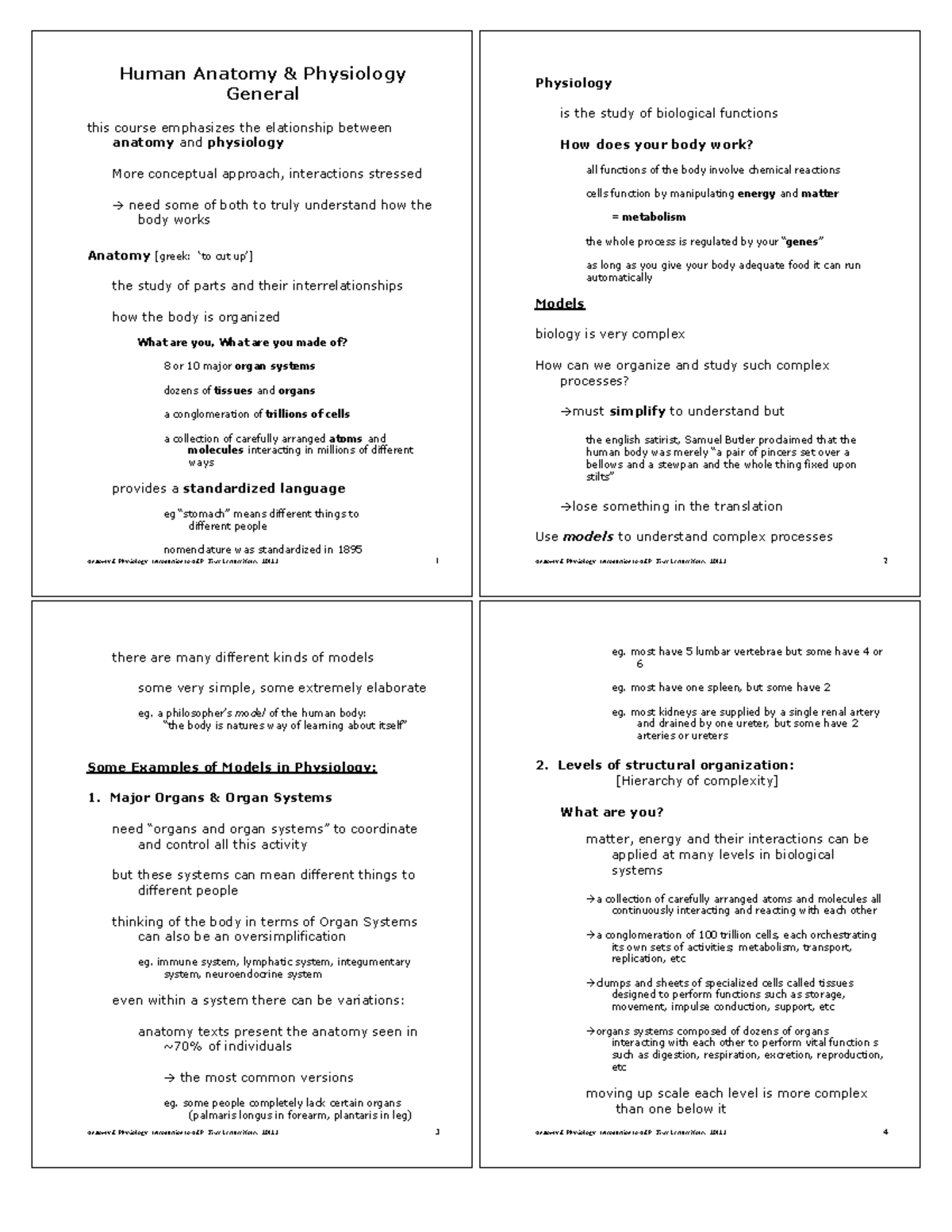 Anatomy & Physiology (A.A & P) Lecture Notes: Intro to A&P Concepts ...