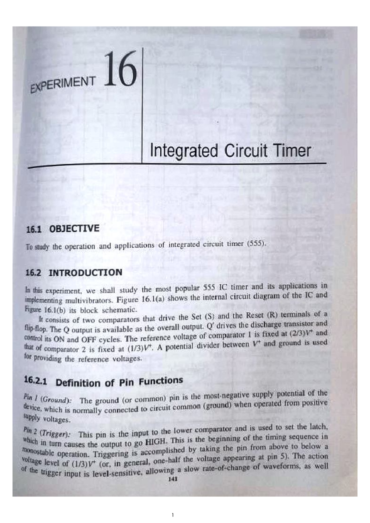 Expt-7-Manual - Lab experiment - EXPERIMENT 16 Integrated Circuit Timer ...