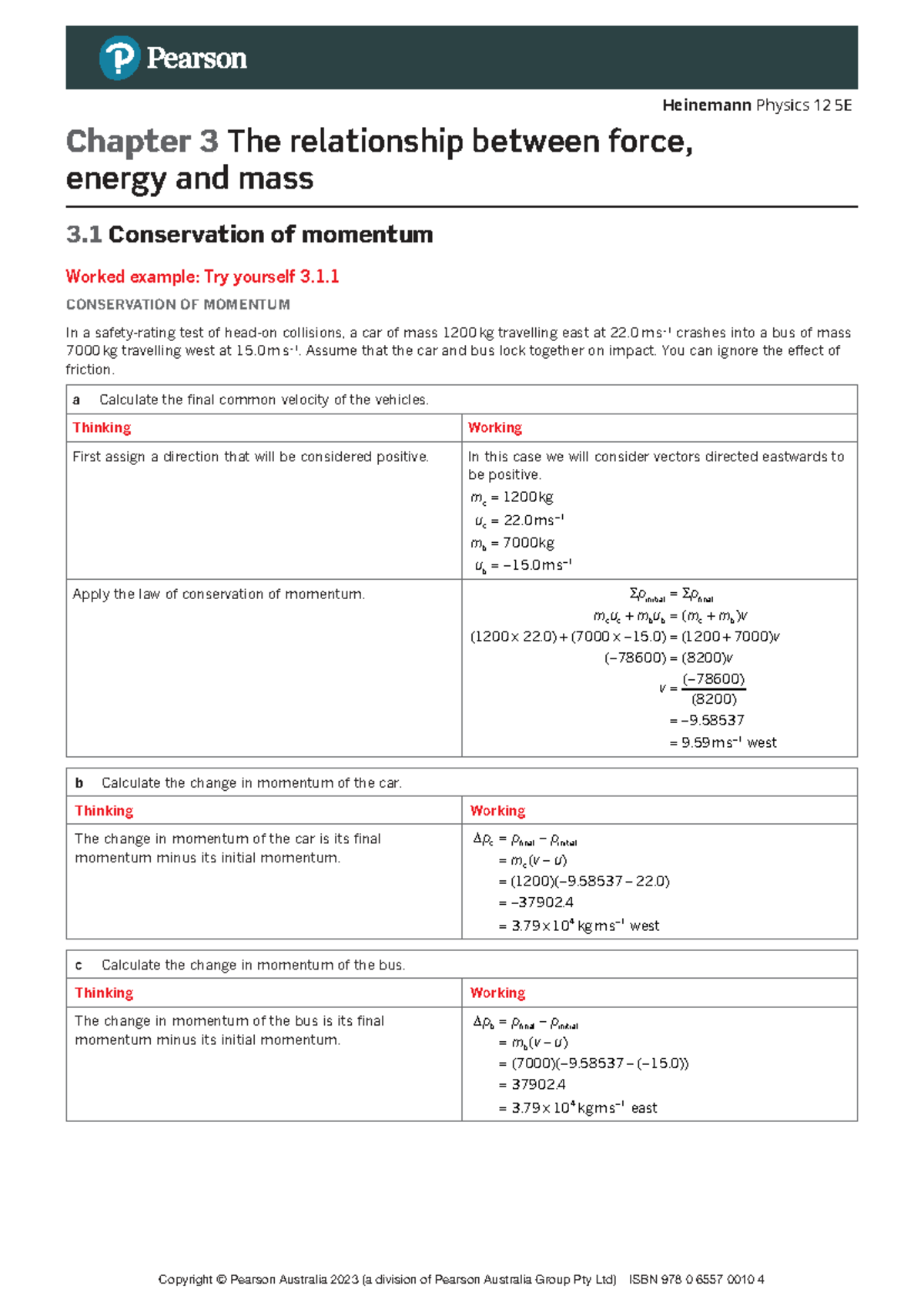 Heinemann Physics 12 5E Chapter 3: Conservation of Momentum and Energy ...