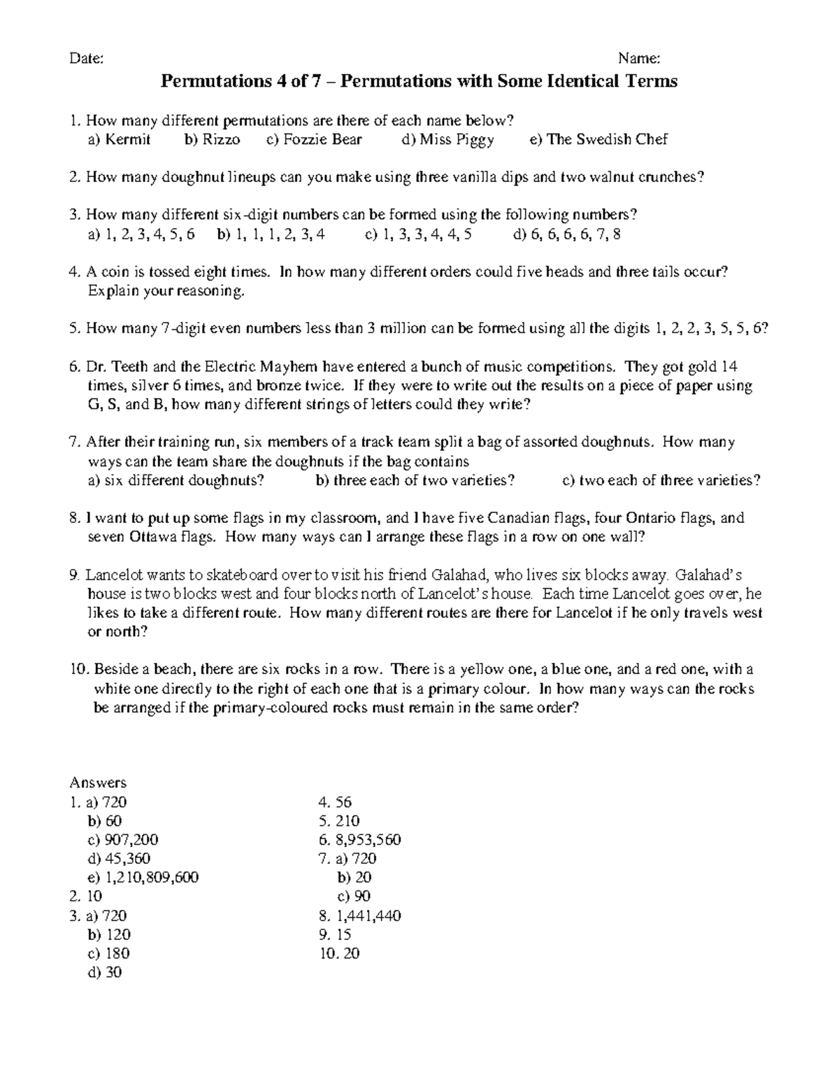 04c Permutations with Identical Terms: Problem Set & Solutions - Studocu