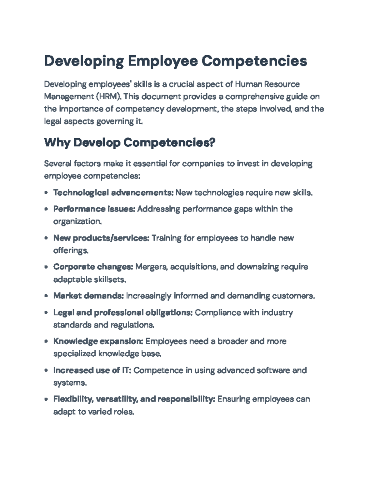 Competency Development in HRM: Steps, Objectives, and Legal Aspects ...